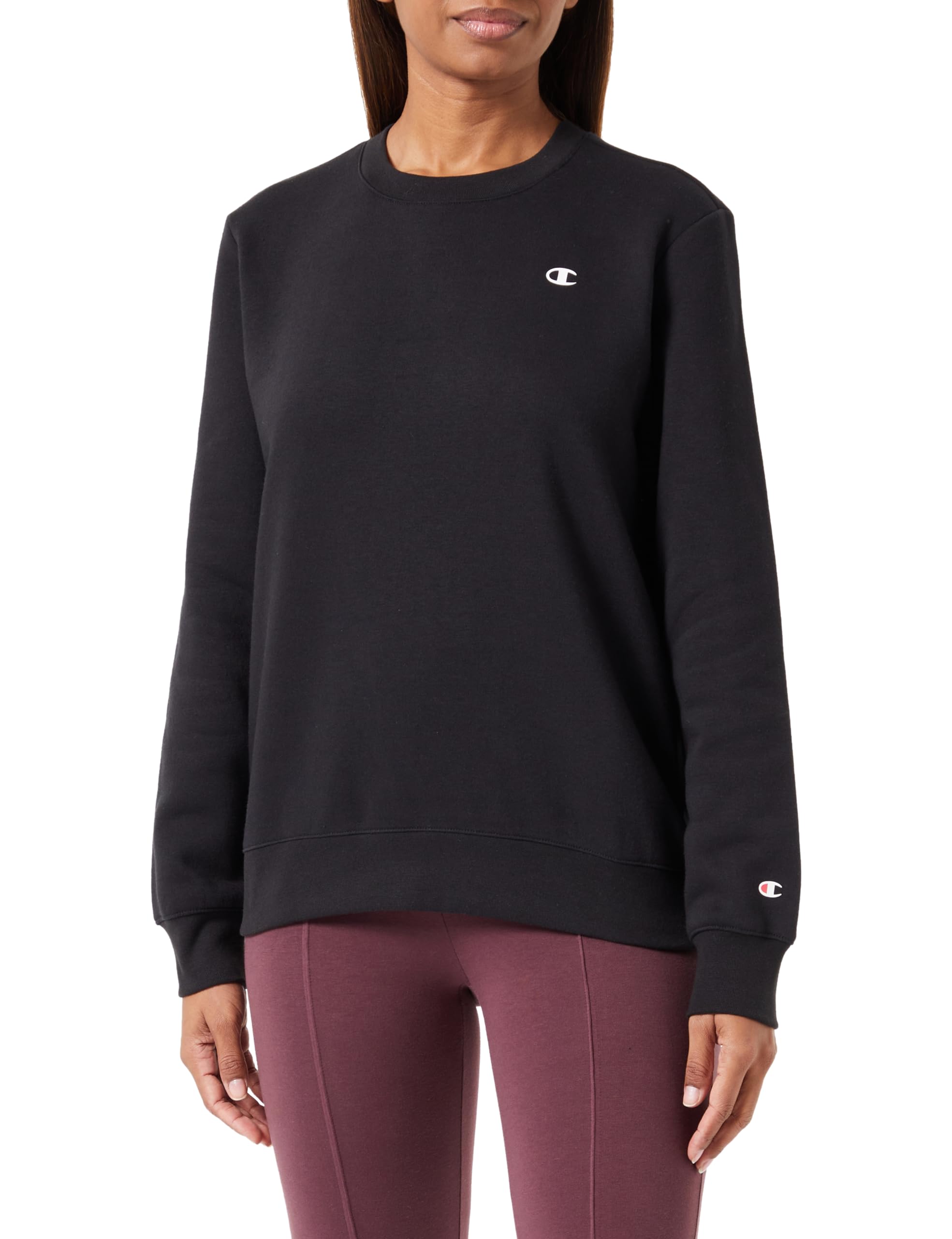 Champion Legacy Basics W-Light Powerblend Fleece Crewneck Sweatshirt Women, Black, L