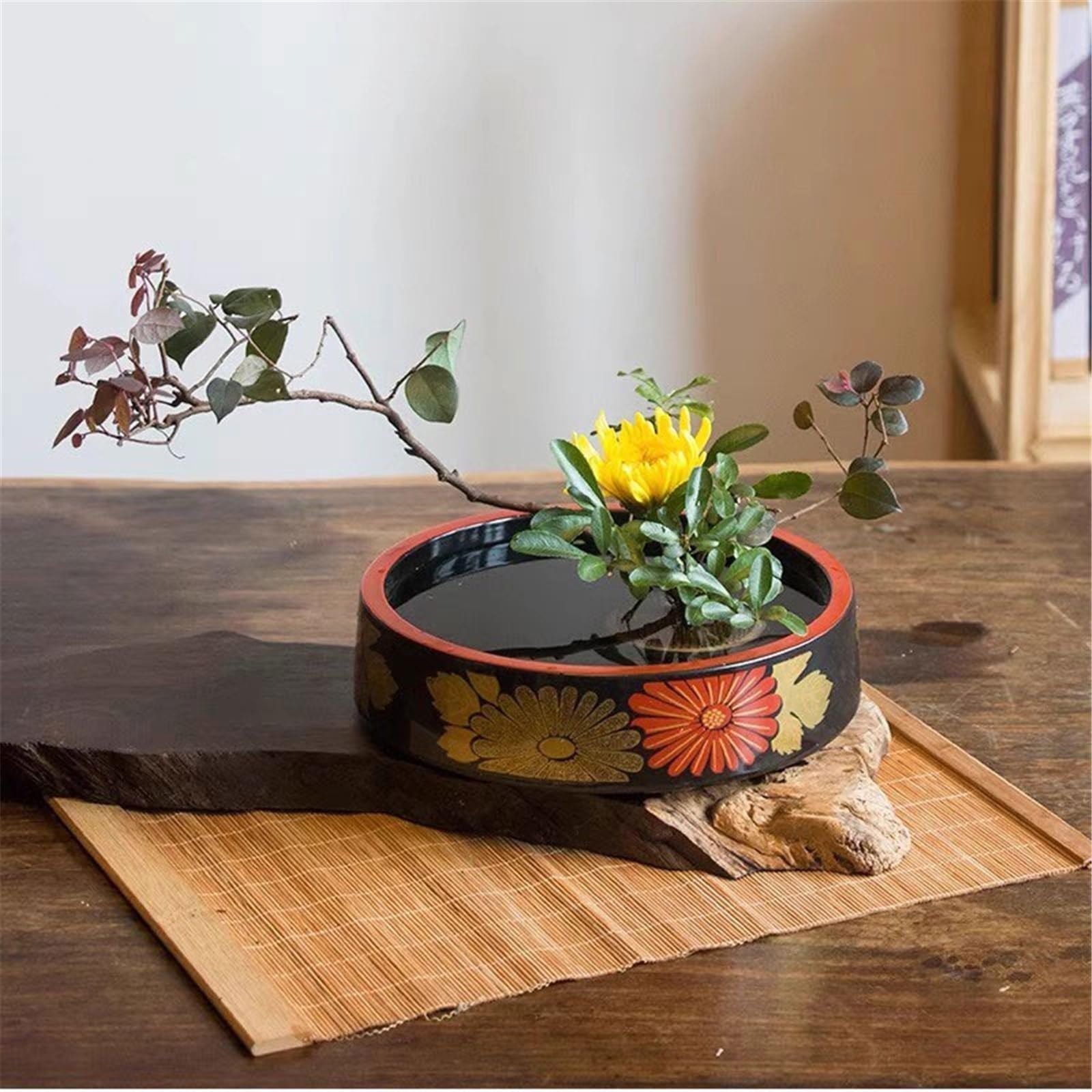 Pflanzschalen Tischplatte aus Kunstharz im chinesischen Stil for den Innen- und Außenbereich mit floralen Mustern für Pflanzgefäße(Klein)