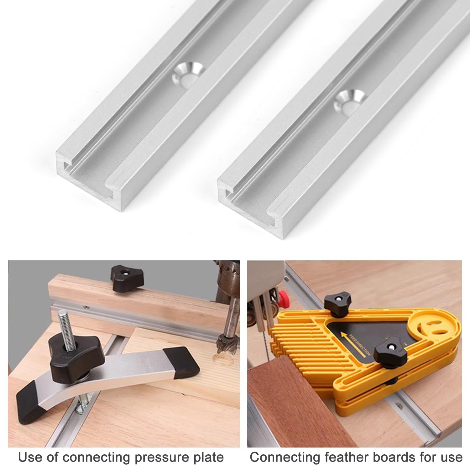 T-Slot Track Aluminium Alloy 300mm, 2 Pieces T-Track with 6 Self-Tapping Screws for Woodworking Bench Saw Table Saw for Carpenter - Image 4