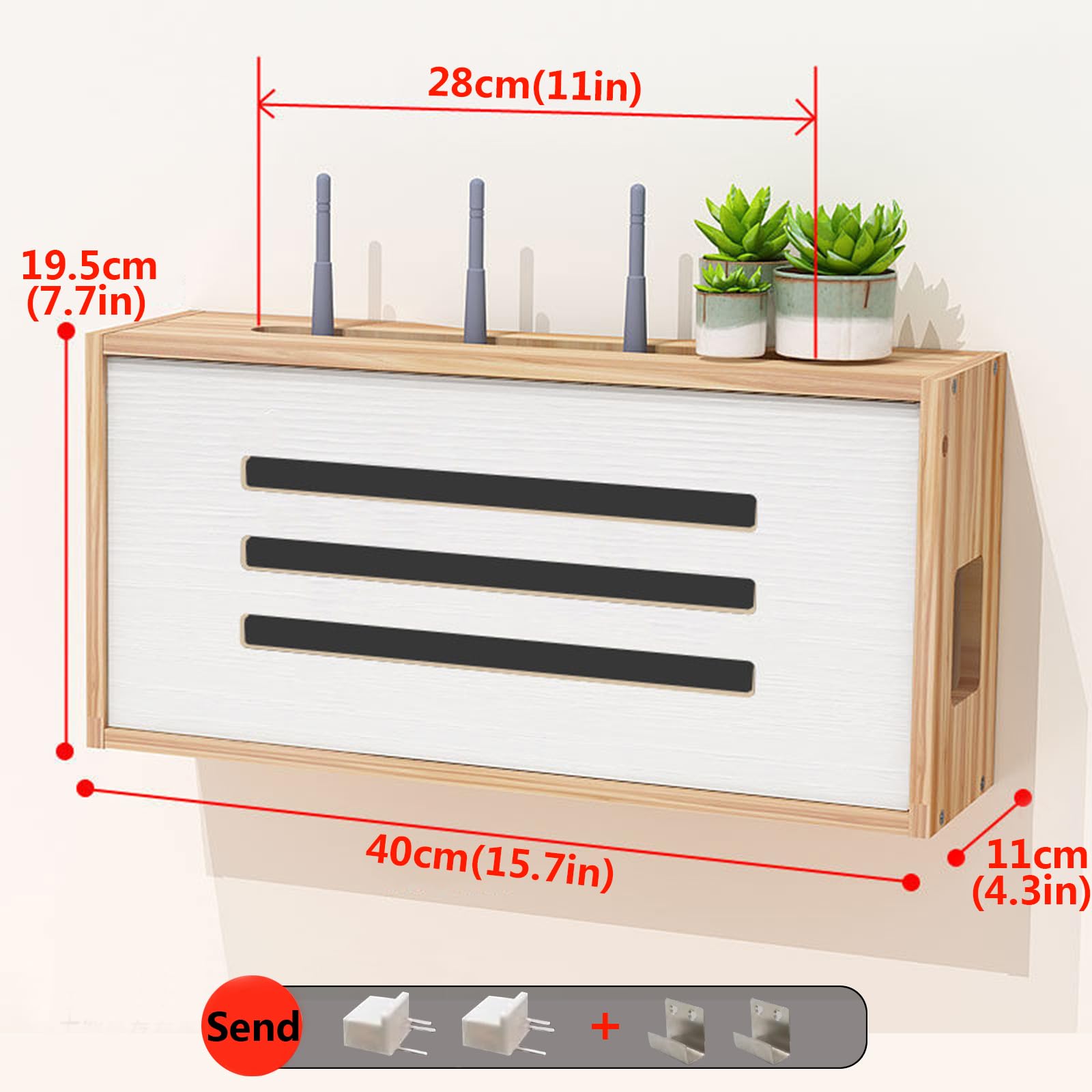 Étagère murale flottante pour routeur WiFi pour gestion des câbles, support de routeur marron élégant, solution de dissimulation pour espaces de vie organisés