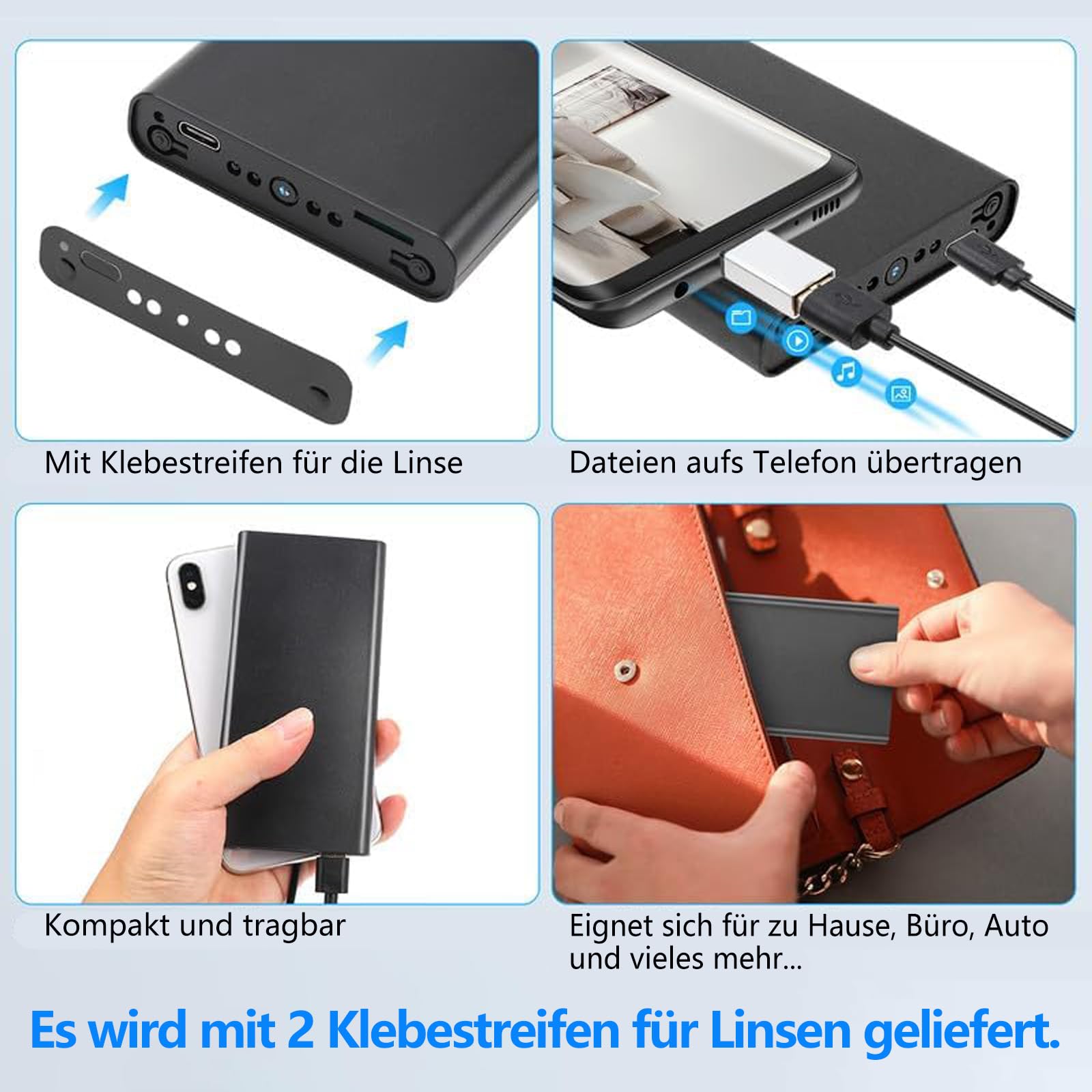 Mini-Kamera,Sicherheitskamera,HD1080P-Indoor/Outdoor-Überwachungskamera,Videorecorder,Kontinuierliche Aufzeichnung und Bewegungserkennung,Innen/Büro/Geschäft Überwachungskamera,Ohne WLAN