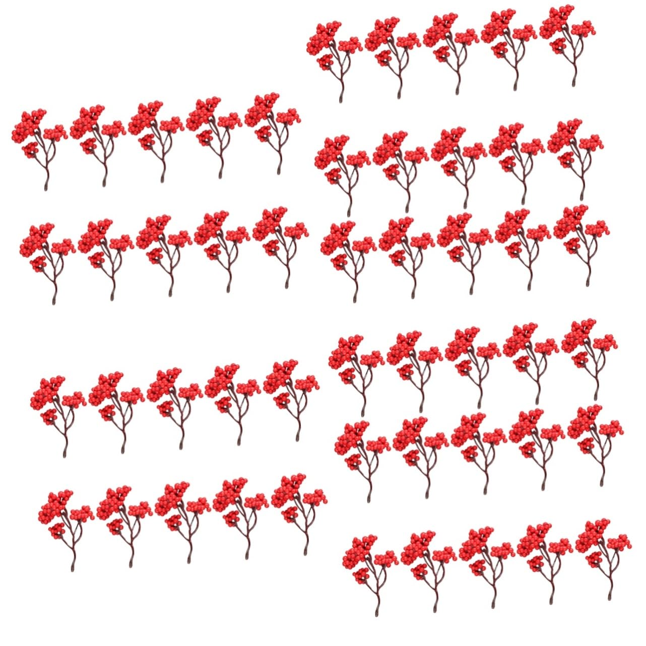 TOPBATHY 50 Pcs Frutos Rojos Artificiales Tallos de Rojas Artificiales ramitas de Falsas Ramas Artificiales Manualidades navideñas decoración Accesorio de Adorno de