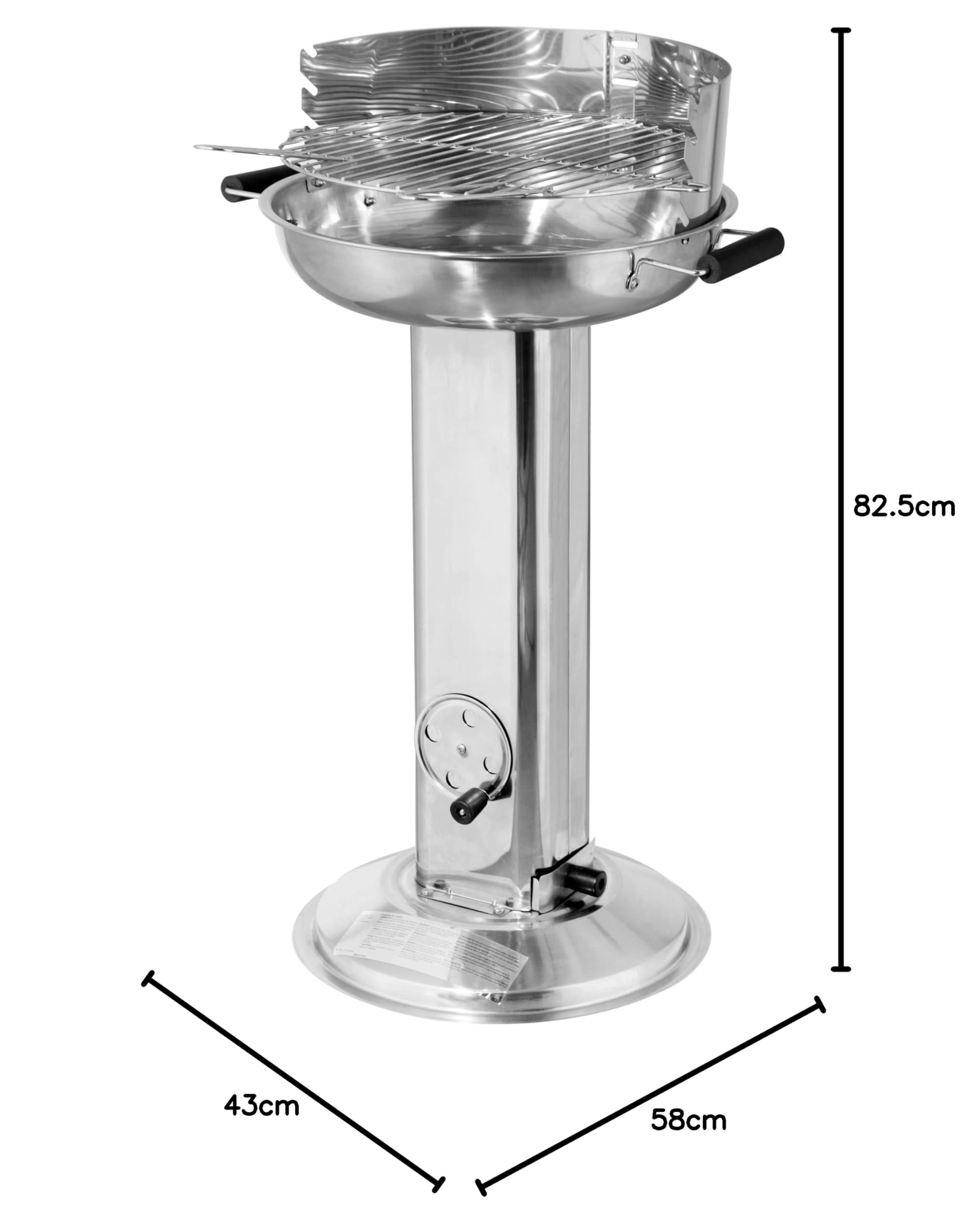tepro Grill na węgiel drzewny, stal nierdzewna, grill kolumnowy Hartford, powierzchnia grillowania: ok. 39 cm Ø srebrny