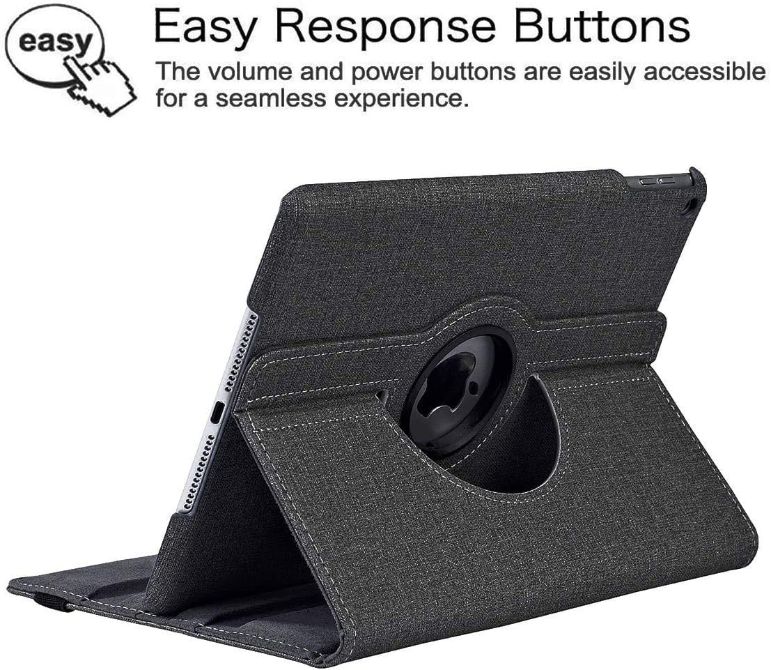 iPad Mini 1/2/3 Case 360 Degree Rotating Stand Case Cover with Auto Sleep/Wake Feature Smart Fashionable Denim Fabrics Cover for iPad Mini 3 case/ipad Mini 2 case/ipad Mini 1 case (Black-NZ)