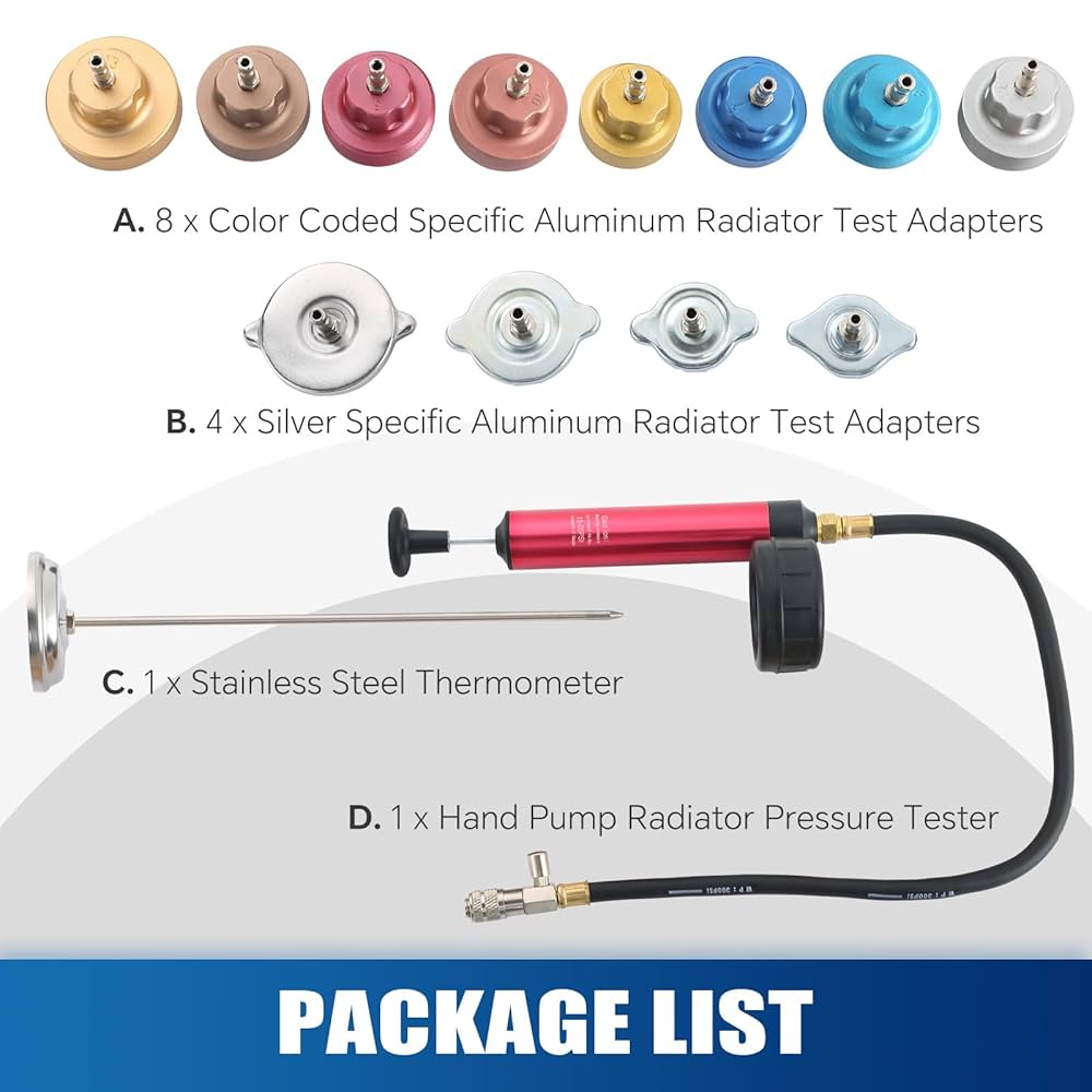 Licota Cooling System Radiator Pressure Tester Leak Detector Gasket Test Kit Set Atp2107