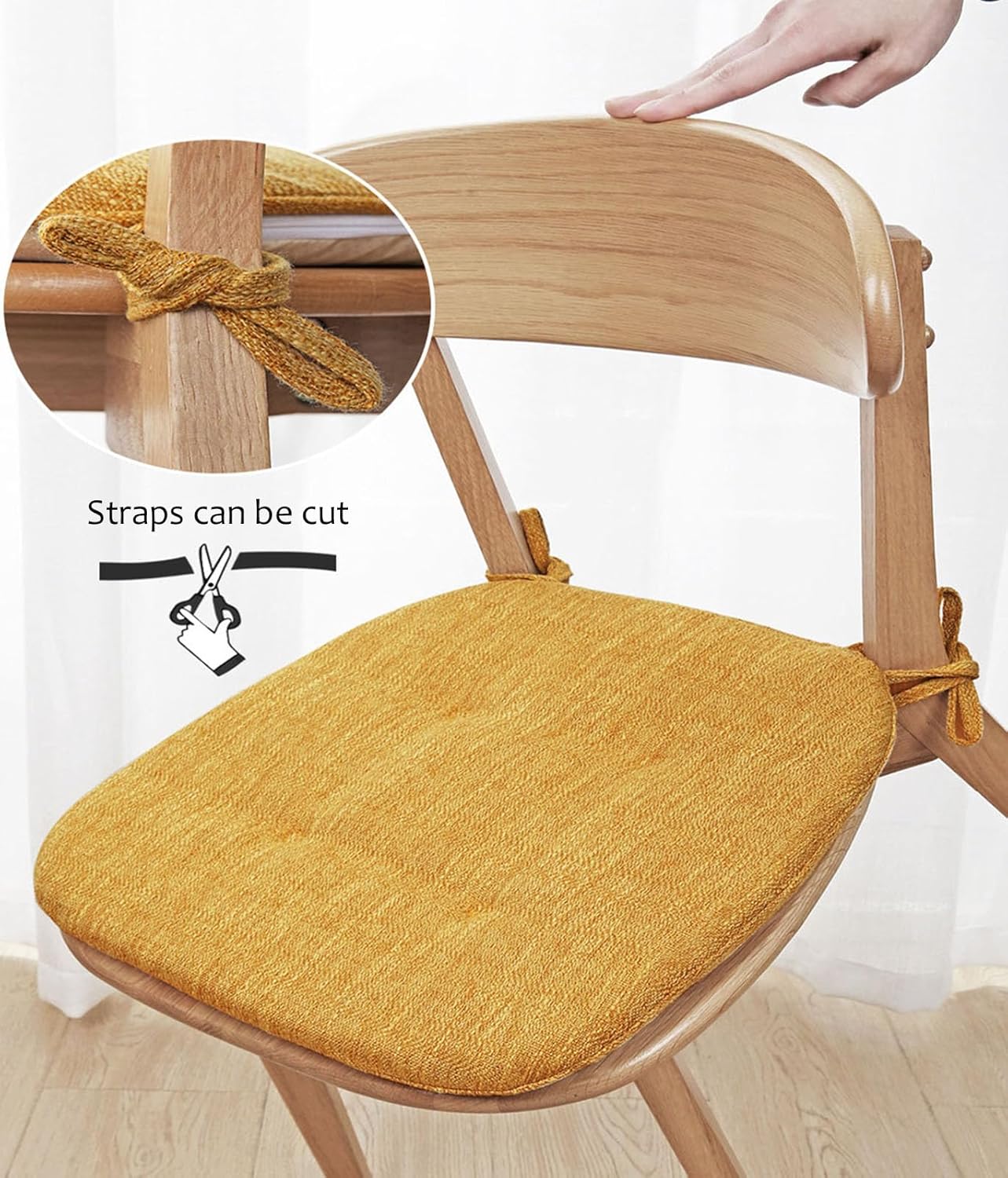 ZTGL Dining Chair Pads Seat Cushions for Kitchen Chairs, Chair Pads and Cushions with Ties, U-Shape 17x16 Seat Cushion for Dining Room Chairs, Thick and Fine Workmanship,Green,(4 Pcs)