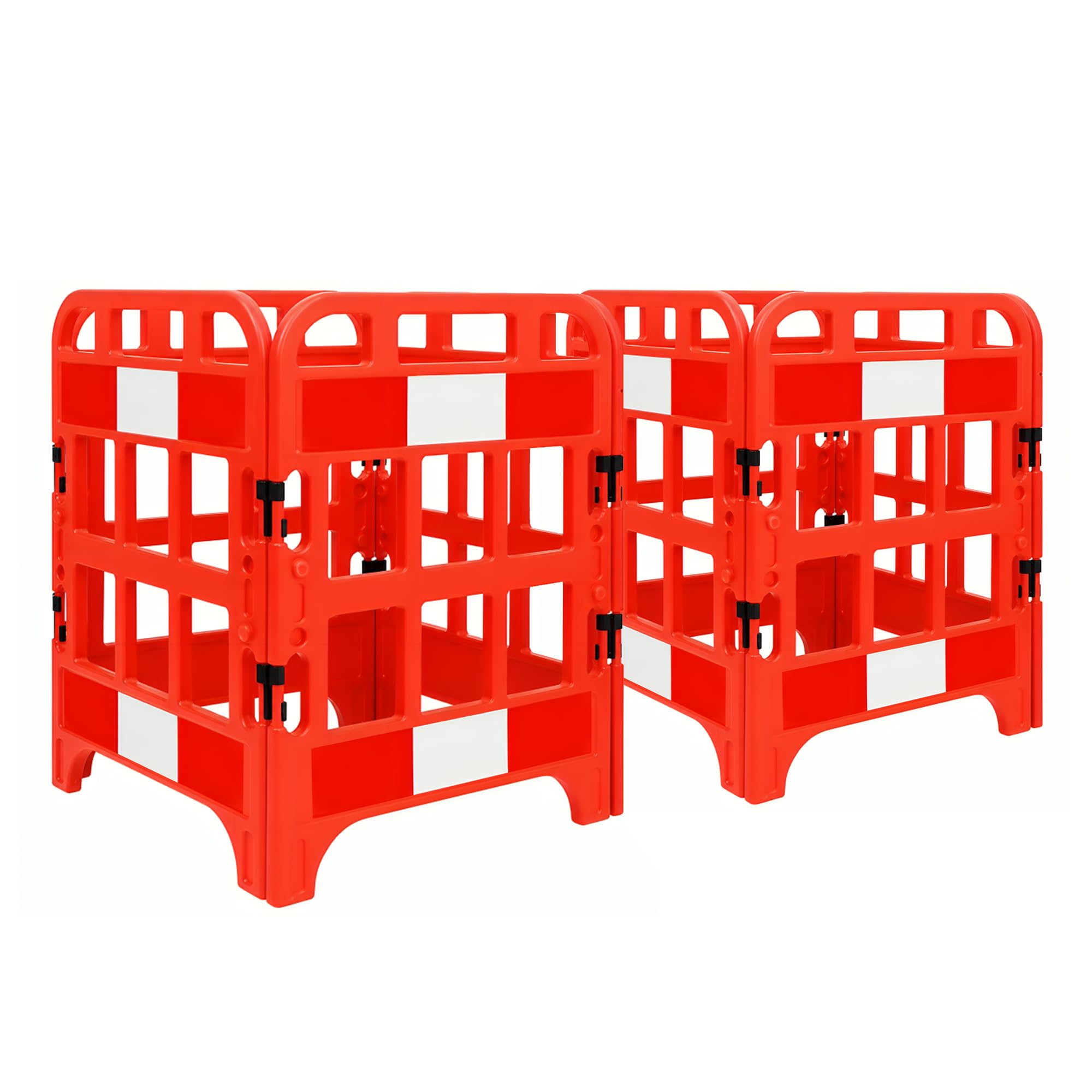 Set di 2 barriere pieghevoli, colore rosso, 4 pezzi, cancello temporaneo pieghevole, barriera di sicurezza riflettente per la sicurezza dei pedoni e dei lavoratori (2)