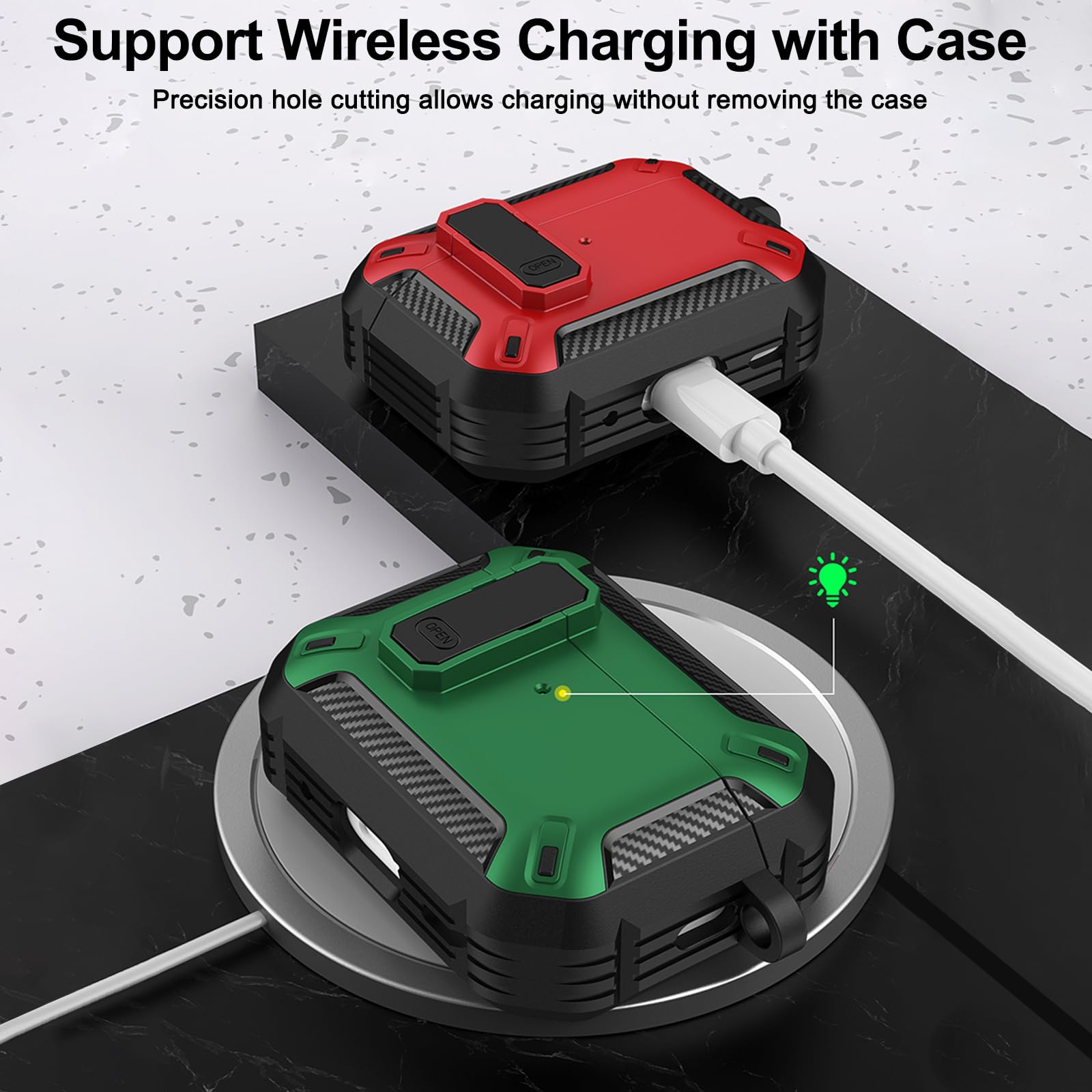 Custodia Rigida Con Blocco Di Sicurezza Per AirPods Pro 1ª E 2ª Gen – Cover Antiurto Con Apertura Automatica E Supporto Ricarica Wireless