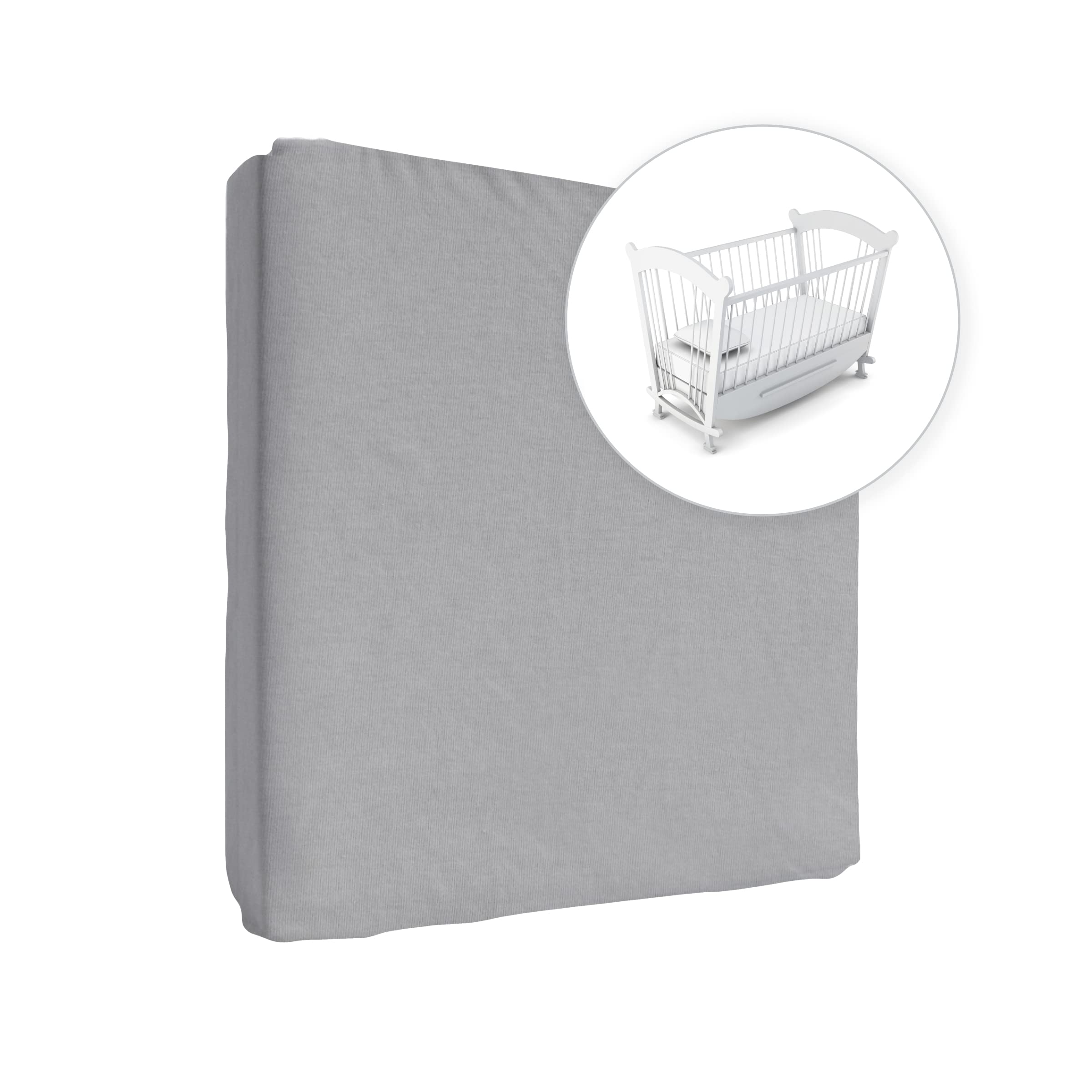 Jersey 100% Cotton Fitted Sheet for 90 x 55 cm Baby Bedside Crib Mattress (Cream) — view 32