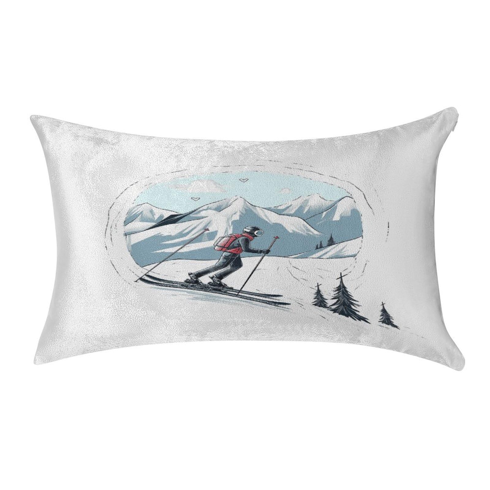 FekiLoot Skiing Theme Pillow Cover Modern Lumbar Pillow Covers Easy Care Velvet Pillowcase Super Soft Cushion Case Rectangular Throw Pillow Cover for Couch Sofa Bedroom Car Decor