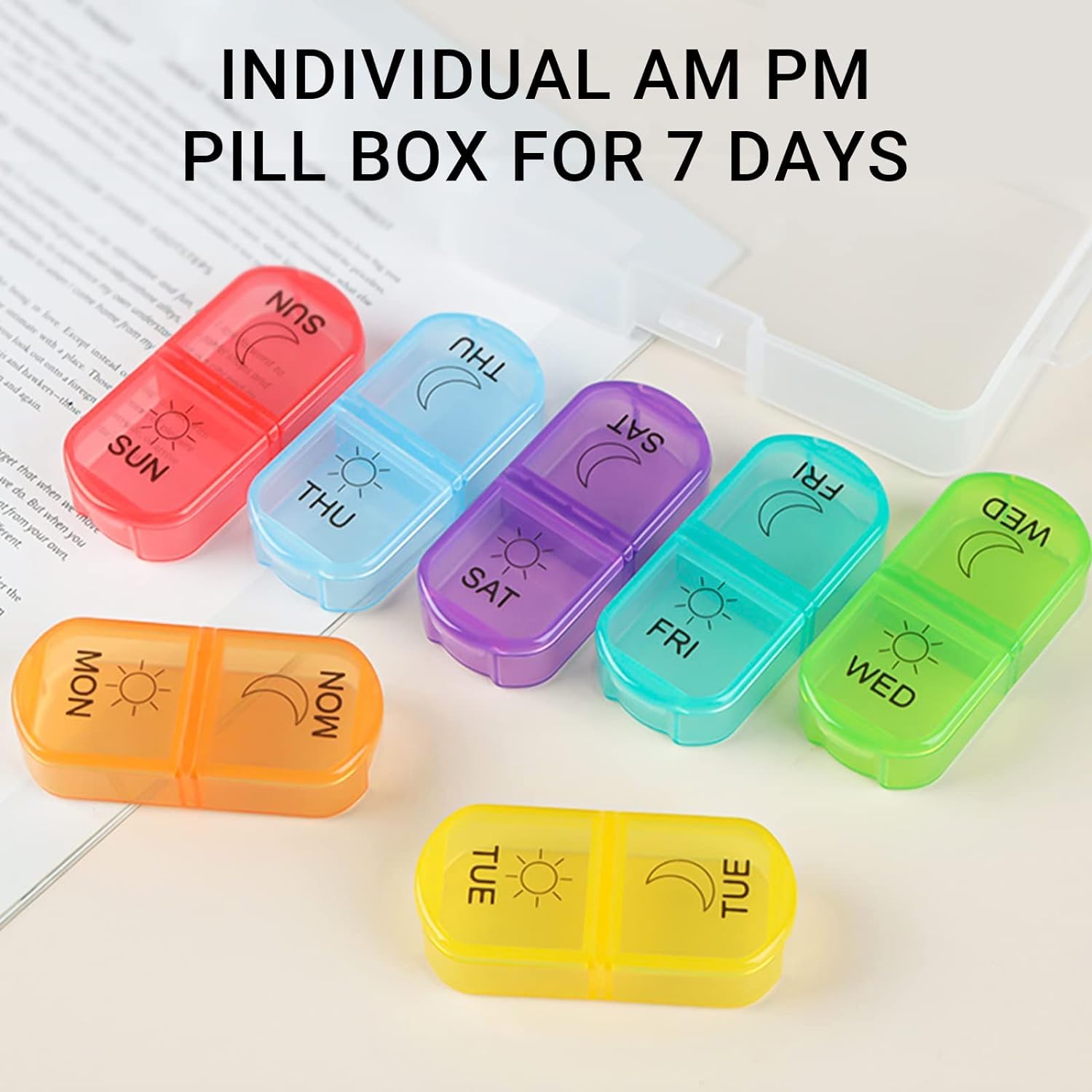 Rabbonix Weekly Medicine Organizer Box 02 Times a Day, Tablets Container Case Travel Pill Box For 07 days | Multicolor | 01 Pcs 4