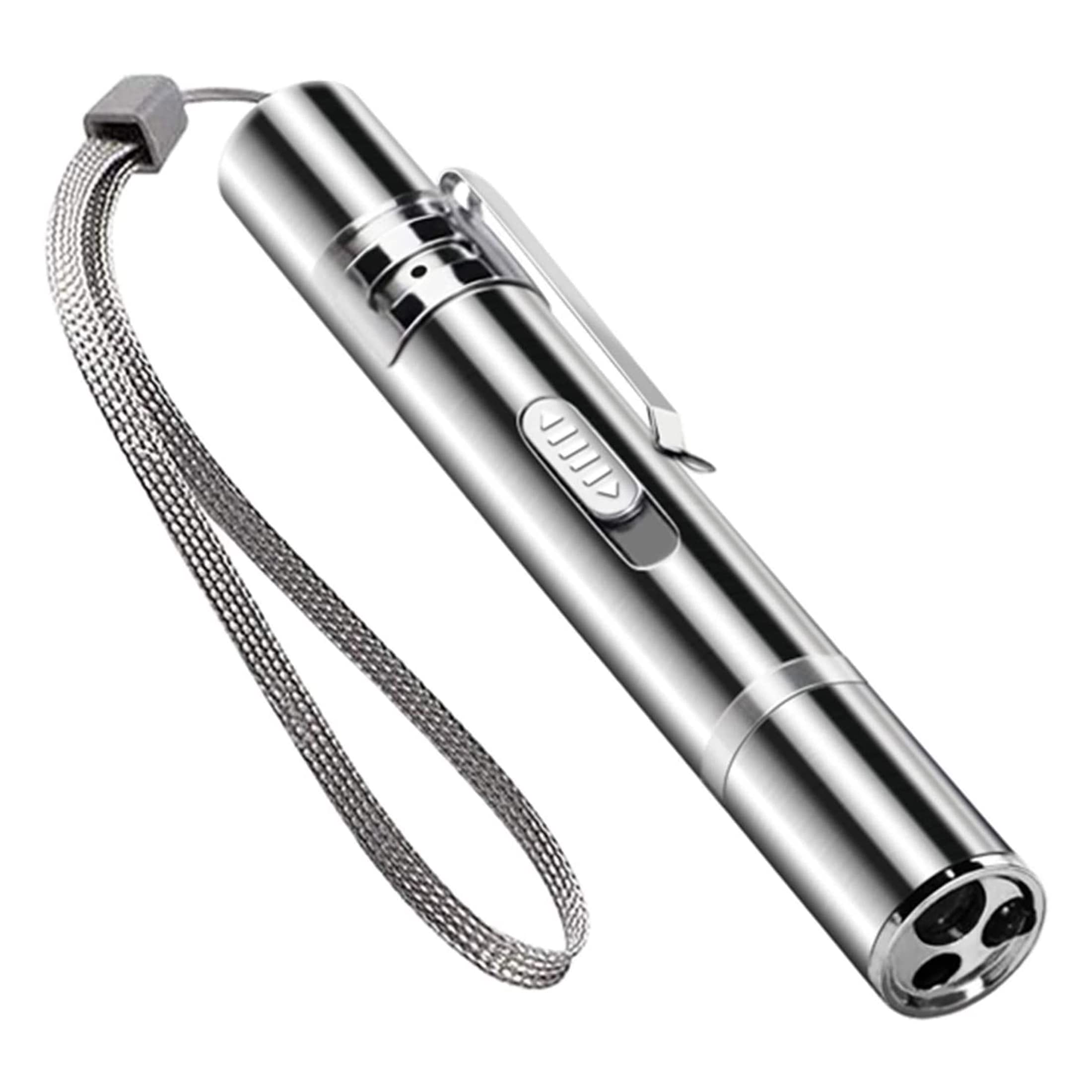 Cat Pointer Toys, Rechargeable Light Pointer Cat Toy, Pet Red LED Pointer Light Interactive Chaser Toys for Indoor Cats Dogs Kitten, Long Range, USB Rechargeable, 5 Patterns 3 Colors Light Pointer