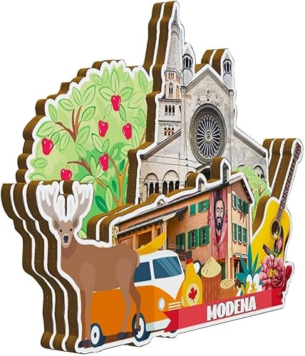 Miniatura 2 de Imán de madera para nevera de Módena Italia Italia Monumentos 3D de Viaje Coleccionables Recuerdos Decoración Hecho a Mano -2869