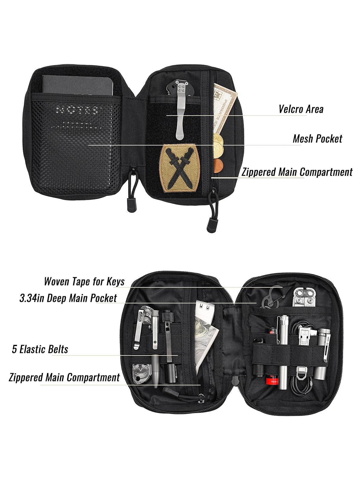 Sayram SP5 EDC Pouch Tool Organizer, Small Tool Pouch with Hook and Loop - Image 4