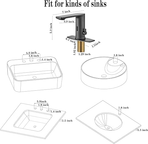 Miniatura 4 de Grifo de baño sin contacto con sensor de movimiento automático grifo con cubierta de orificio placa de cubierta de mano libre Robinet gris humo