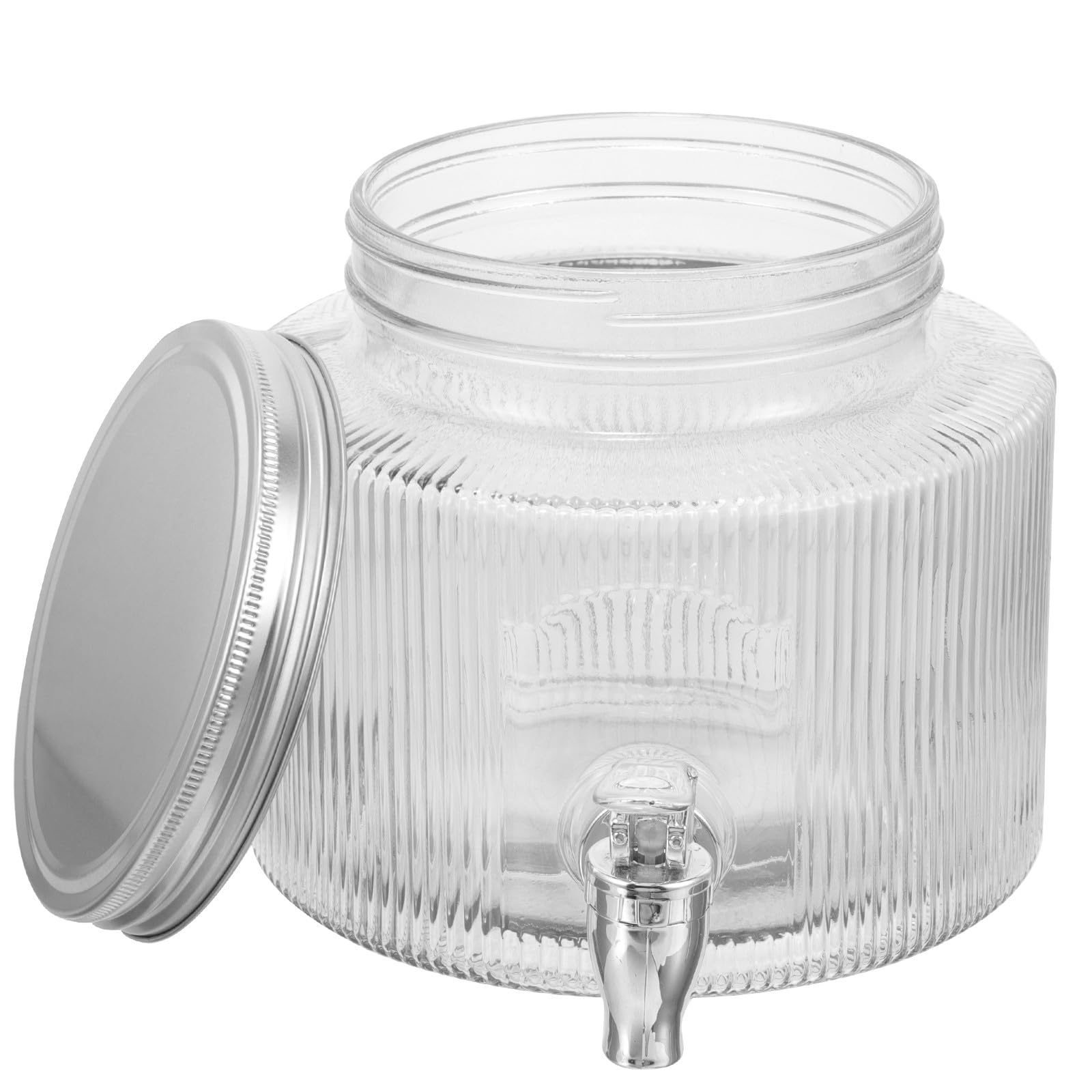 FRCOLOR Dispenser di Vetro da 2,8l con Rubinetto e Coperchio Sigillato, Contenitore per Bevande con Design Unico per Tè Freddo e Succhi