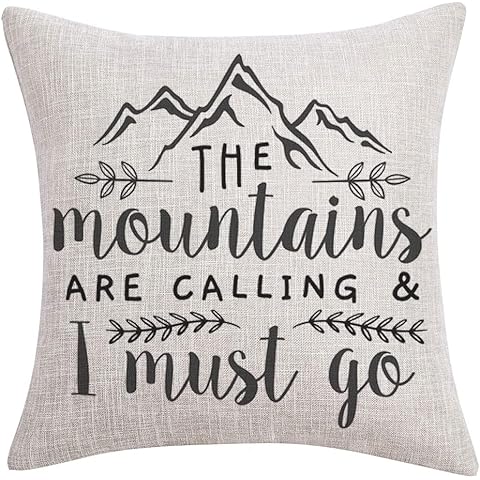 The Mountains are Calling and I Must Go Pillow Covers 18x18 Inch Throw Pillowcases ...
