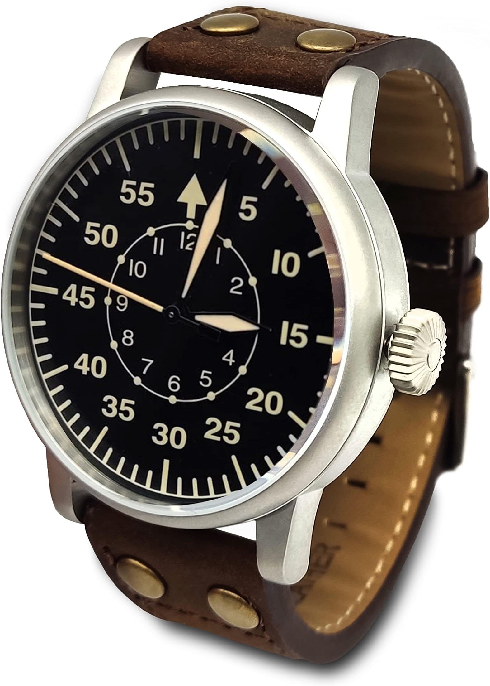 WW2 Military Watch - Vintage Luftwaffe Watch, Swiss-Quartz Movement with Genuine Leather Strap and 10 ATM Water Resistant. The Perfect WW2 Memorabilia. Mens Watches for Ever, Luftwaffe AVIATOR,