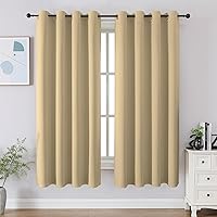 Vista 110 de CUCRAF Juego de 2 paneles de cortinas opacas negras de 54 pulgadas de largo, cortinas de oscurecimiento de habitación para sala de estar