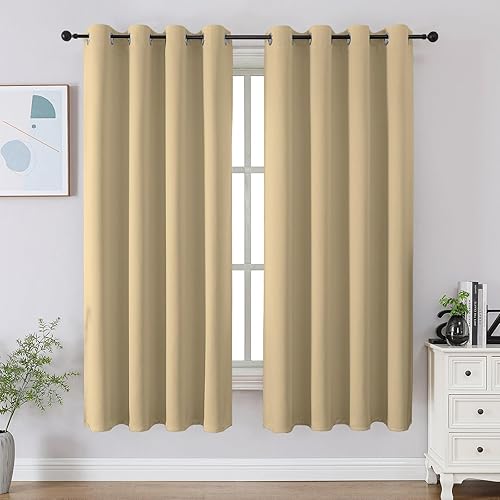 Miniatura 110 de CUCRAF Juego de 2 paneles de cortinas opacas negras de 54 pulgadas de largo, cortinas de oscurecimiento de habitación para sala de estar y