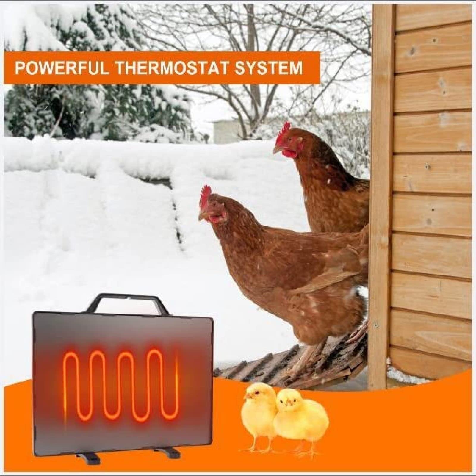 Plaque chauffante d'élevage pour poulailler avec système de Thermostat et 2 méthodes d'installation, pour Poules, Chiots et Chatons