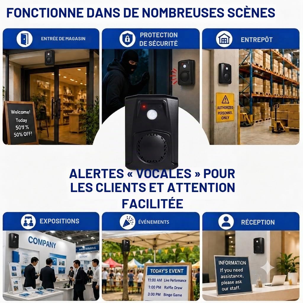 Petite enceinte audio avec détecteur de mouvement infrarouge PIR pour lecteur MP3 et musique d'Halloween avec fonction de téléchargement USB Noir, Microsound V22
