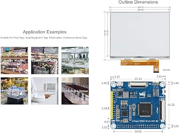 Waveshare 10.3 E-Paper E-Ink Display Hat for Raspberry Pi4B/3B+/3B/2B/B+/A+/Zero/Zero W/WH/Zero 2W 1872x1404 Pixels Black/White 2-16 Gray Scale USB/SPI/I80 Partial Refresh