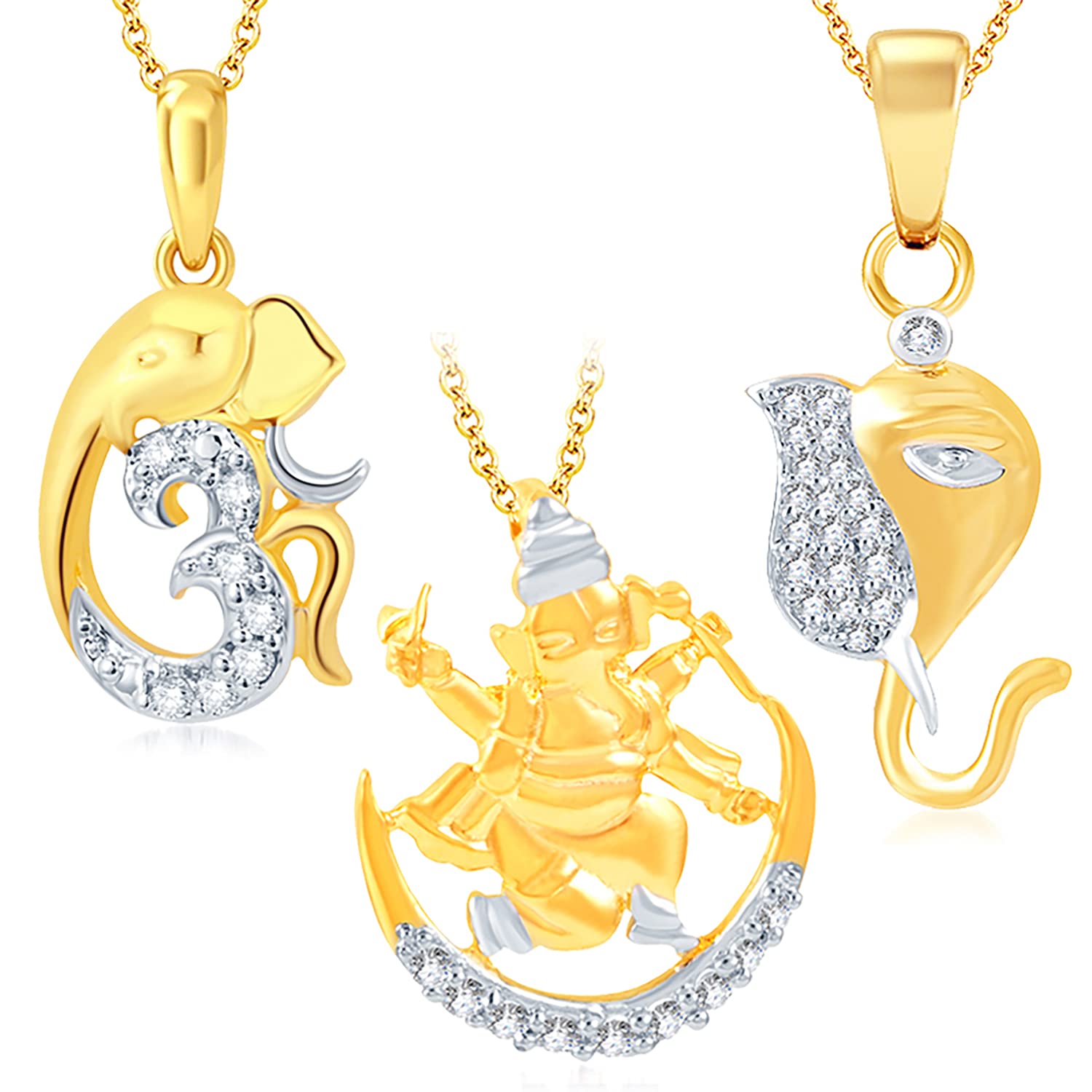 Sukkhi Fine Ganesha Gold Plated Set Of 3 God Pendant With Chain Combo (B0BT1RZ28N) Amazon Price History, Amazon Price Tracker