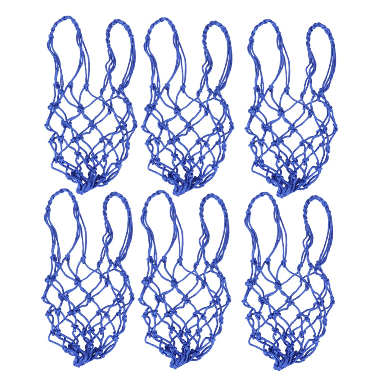 Sosoport 6pcs Blue Nylon Mesh Net Drawstring Storage Bag for Basketball Soccer Heavy Duty Carrier with Opening Durable Design