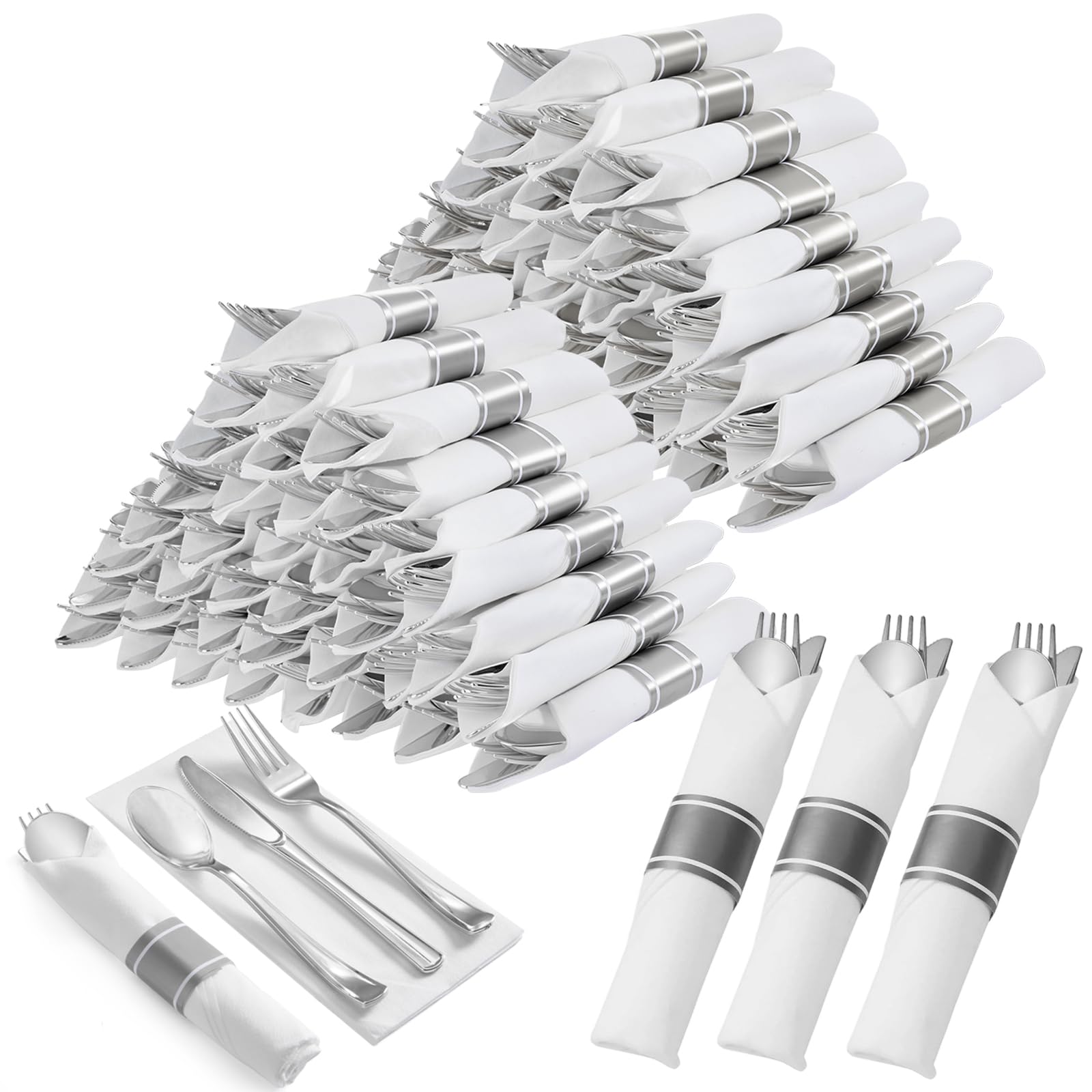 Disposable Silverware Set - 100 Forks, Knives, Spoons -9 Disposable Silverware Set - 100 Forks, Knives, Spoons -9