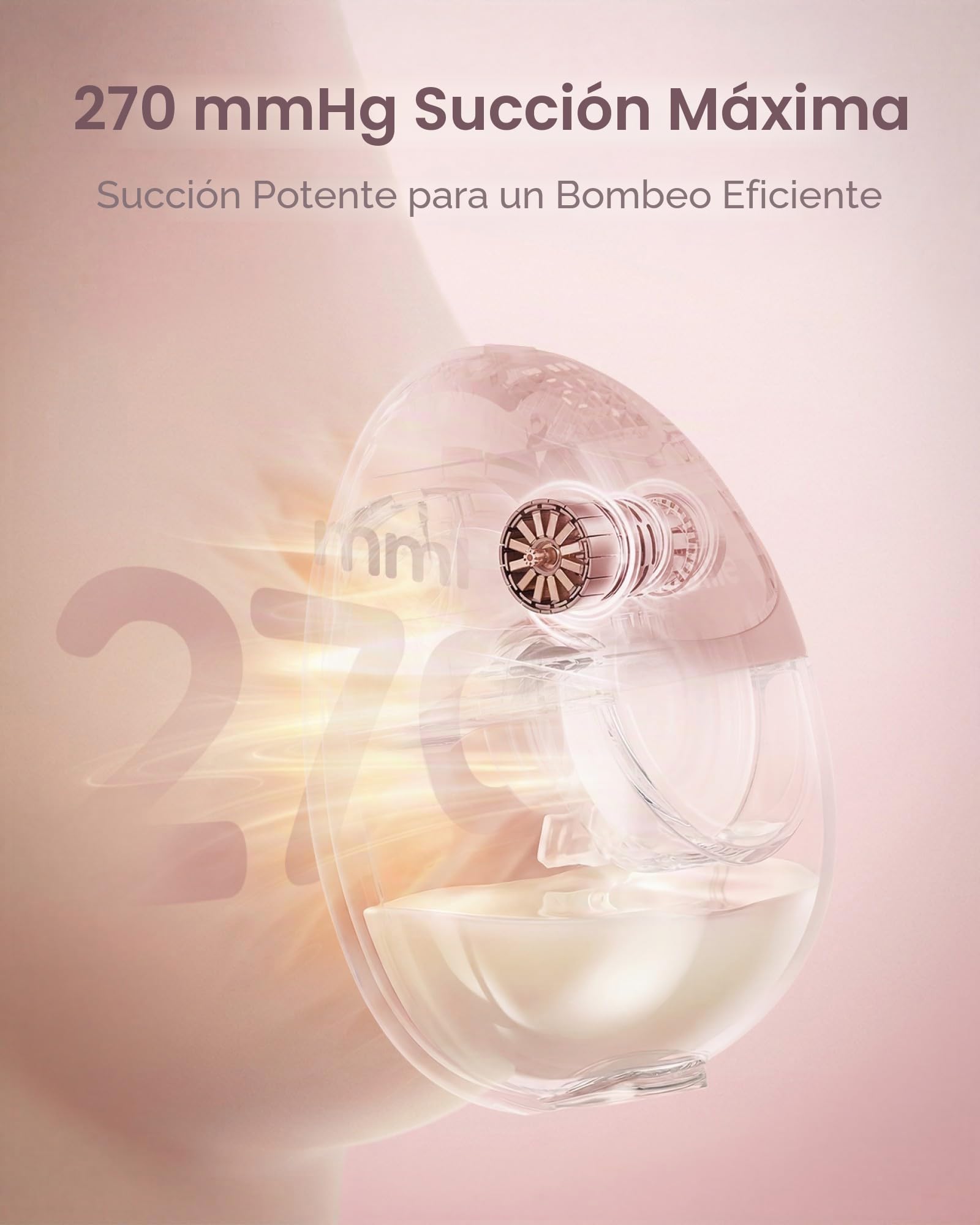 Nuliie JoyFlow Air - Sacaleche eléctrico, extractor de leche portátil manos libres, 3 modos & 12 niveles, silencioso y sin BPA, brida de 27 mm y puntas 15/18/21/24 mm - 2 - Rosa claro