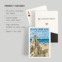 Vista 3 de Lantern Press San Diego, California, Castillo de arena (52 cartas de juego, baraja de cartas de tamaño póquer con comodines)
