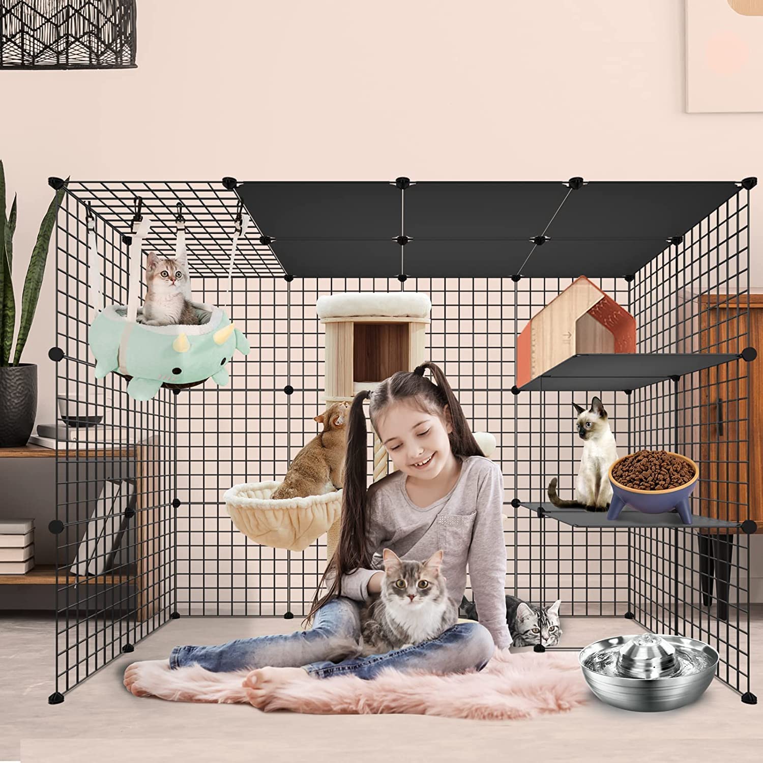 DIY Large Cat Cages Indoor,DIY Kennel Playpen.Detachable Metal