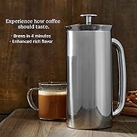 Vista 4 de ESPRO P7 French Press - Cafetera y tetera aislada de acero inoxidable de doble pared (acero inoxidable pulido, 32 onzas) juego de 4 tazas
