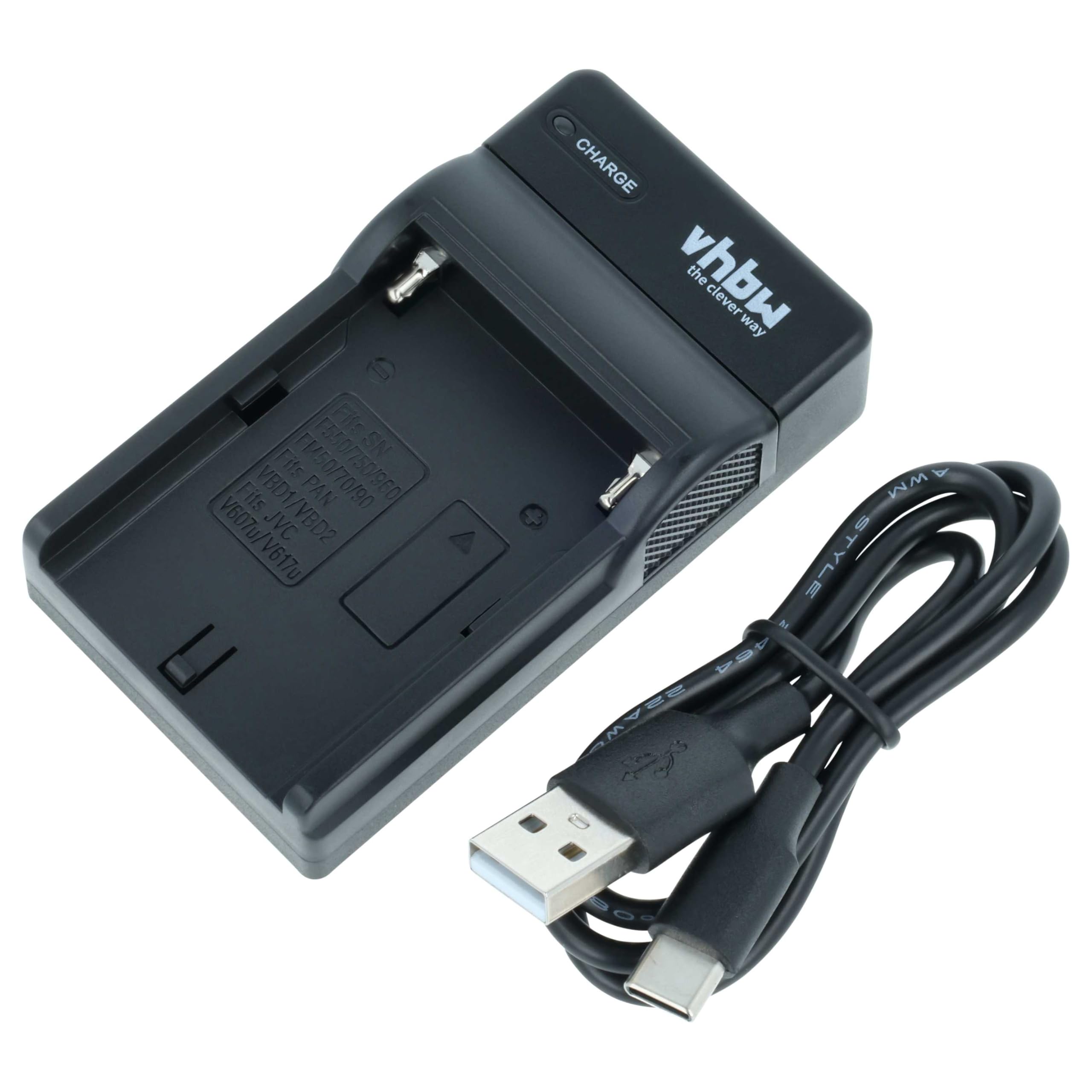 vhbw Chargeur USB-C Compatible avec Sony GV-D200, GV-D800, HDR-AX2000E, GV-A500E, GV-D1000, HDR-AX2000 caméra + câble USB-C + témoin de Charge