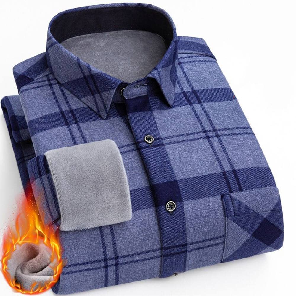 Camicia Calda Da Uomo,Camicia Da Uomo In Cotone Caldo A Maniche Lunghe Camicia Casual Da Uomo Colletto Alla Coreana Camicia Da Lavoro Casual Da Lavoro Adatta Per La Primavera, L'Autunno E L'Inverno
