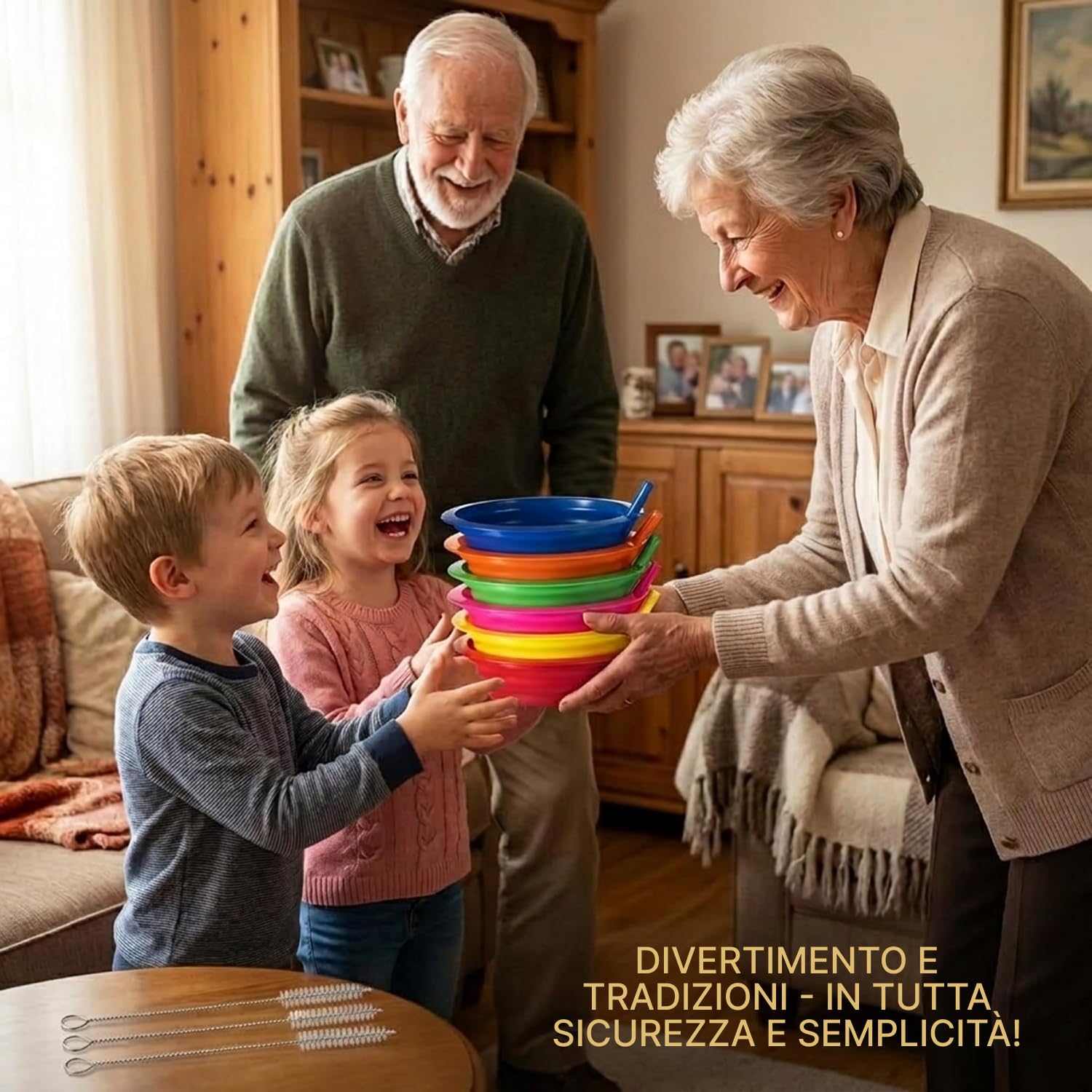 JoyServe Ciotole per cereali con cannucce per bambini - (set da 6 ciotole da 20 once) Ciotole riutilizzabili in plastica senza BPA con cannucce integrate per bambini e neonati