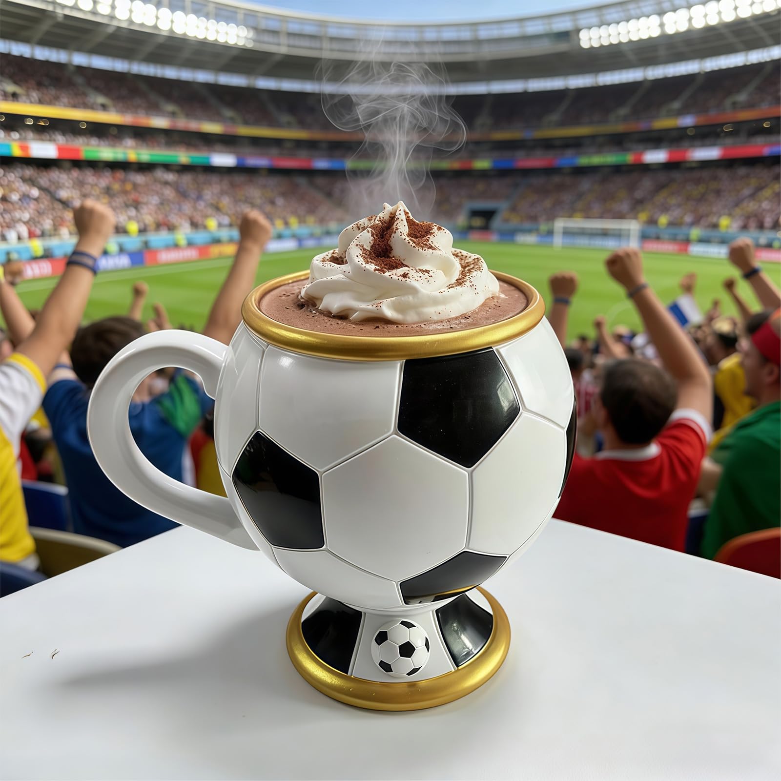 Taza térmica deportiva con forma de balón de fútbol, perfecta para oficinas y uso doméstico, taza interior de acero inoxidable, taza deportiva de resina con mango ergonómico y acero inoxidable