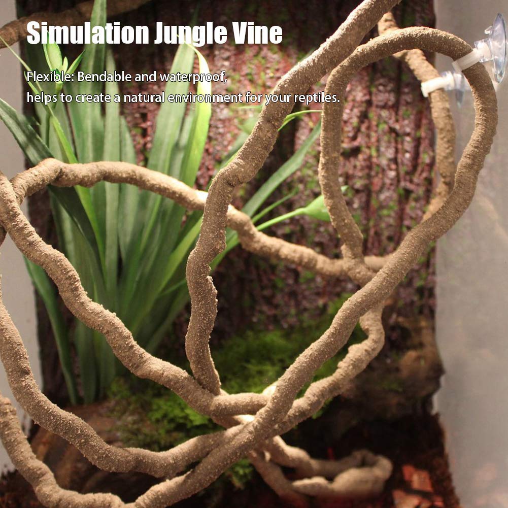 POHOVE Petit Animal Bend-A-Branch Jungle Vigne de Compagnie Habitat Décor avec Ventouses, Flexible Décor, Reptile Grimpeur Long pour Lézard, Serpents Et Plus Alpinisme - comme Image Show, 39.37inch