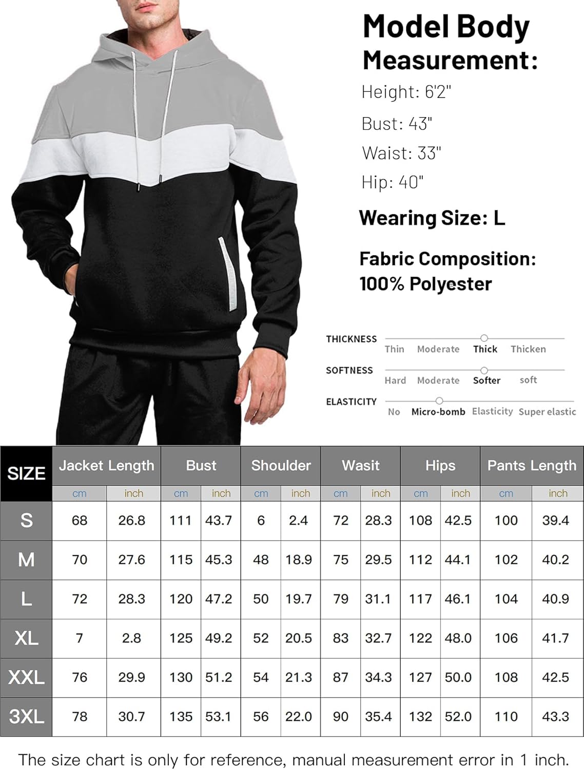 Men's Hoodie Tracksuit 2 Pieces Set Athletic Casual Hooded Sweatshirt and Joggers Set Sweatsuit Outfits - Image 6