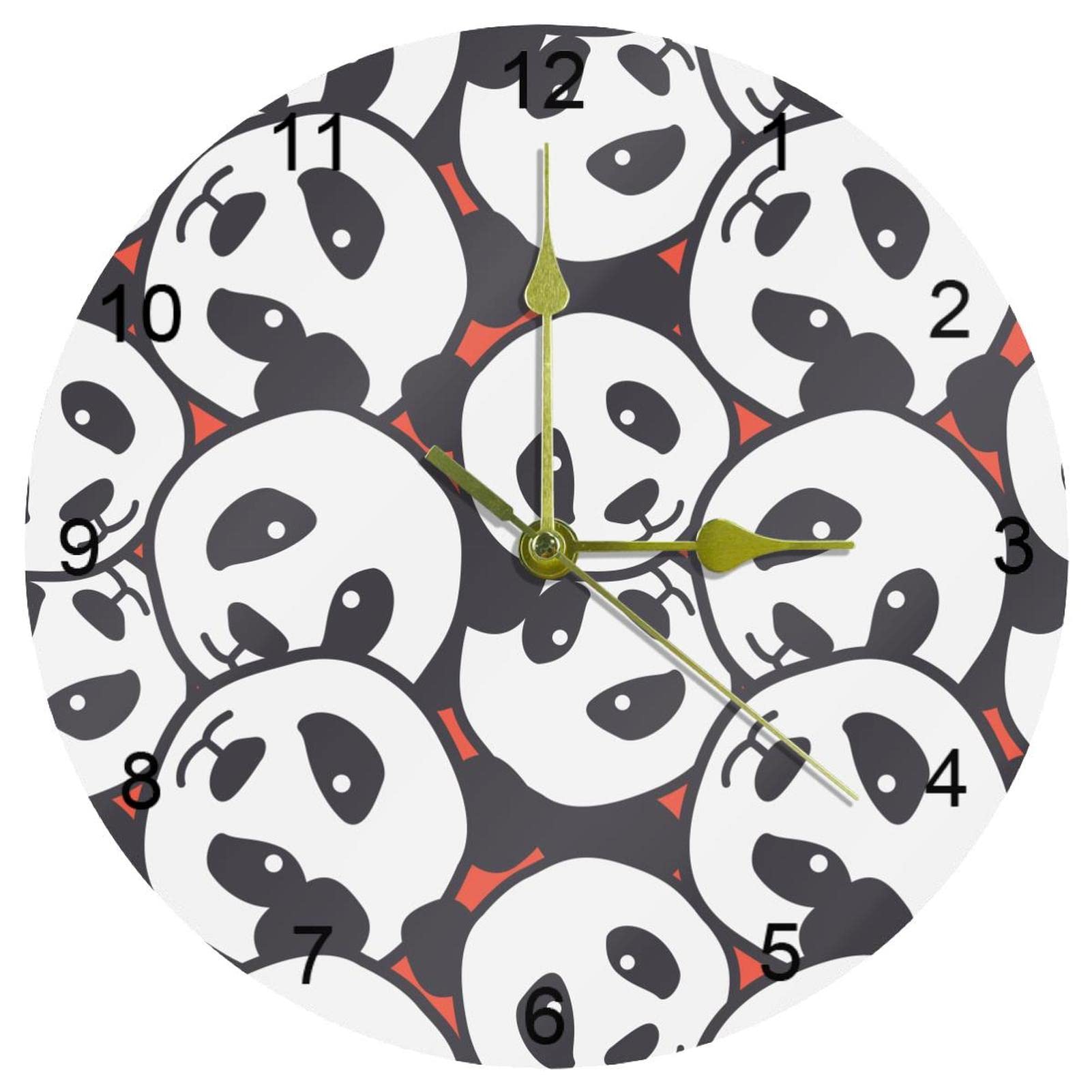 Horloge murale silencieuse panda 25cm pour chambre enfant