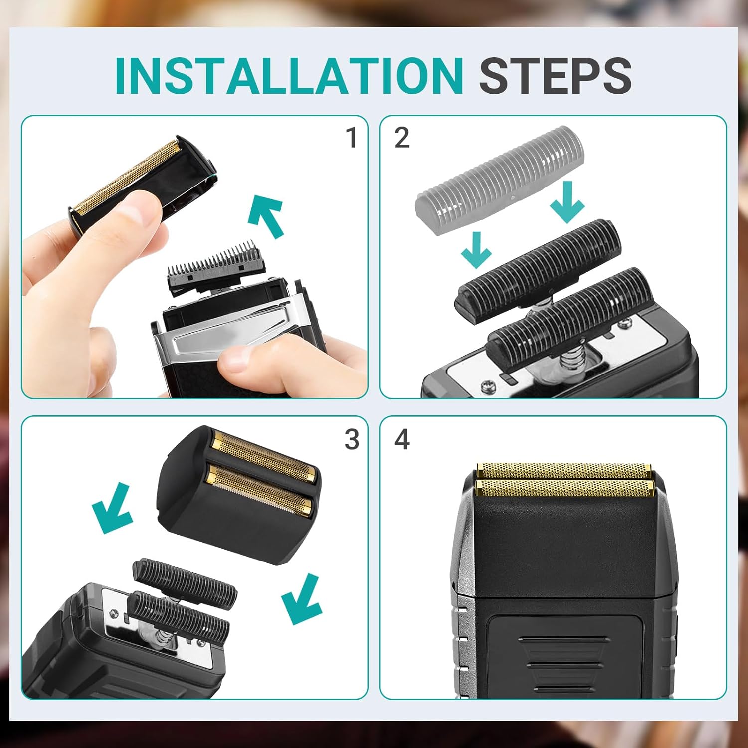 8173-700 Shaver Foil Head Compatible with Wahl 5 Star Series Vanish Shaver, Shaver Foil Head Replacement Cutter Bar, 2 Pack Super Close Shaving Heads, Black