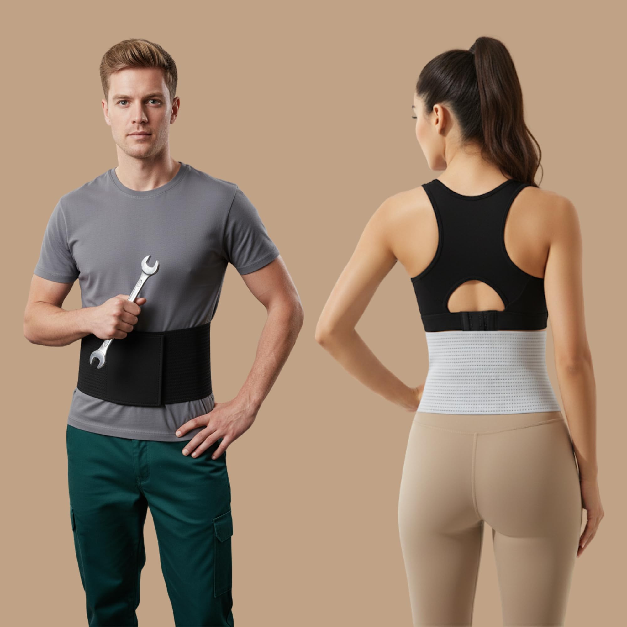 Genérico Ceinture lombaire pour homme et femme - Ceinture lombaire réglable et respirante pour le dos et la posture - Idéale pour le sport, le travail et l'utilisation quotidienne - Ne donne pas de
