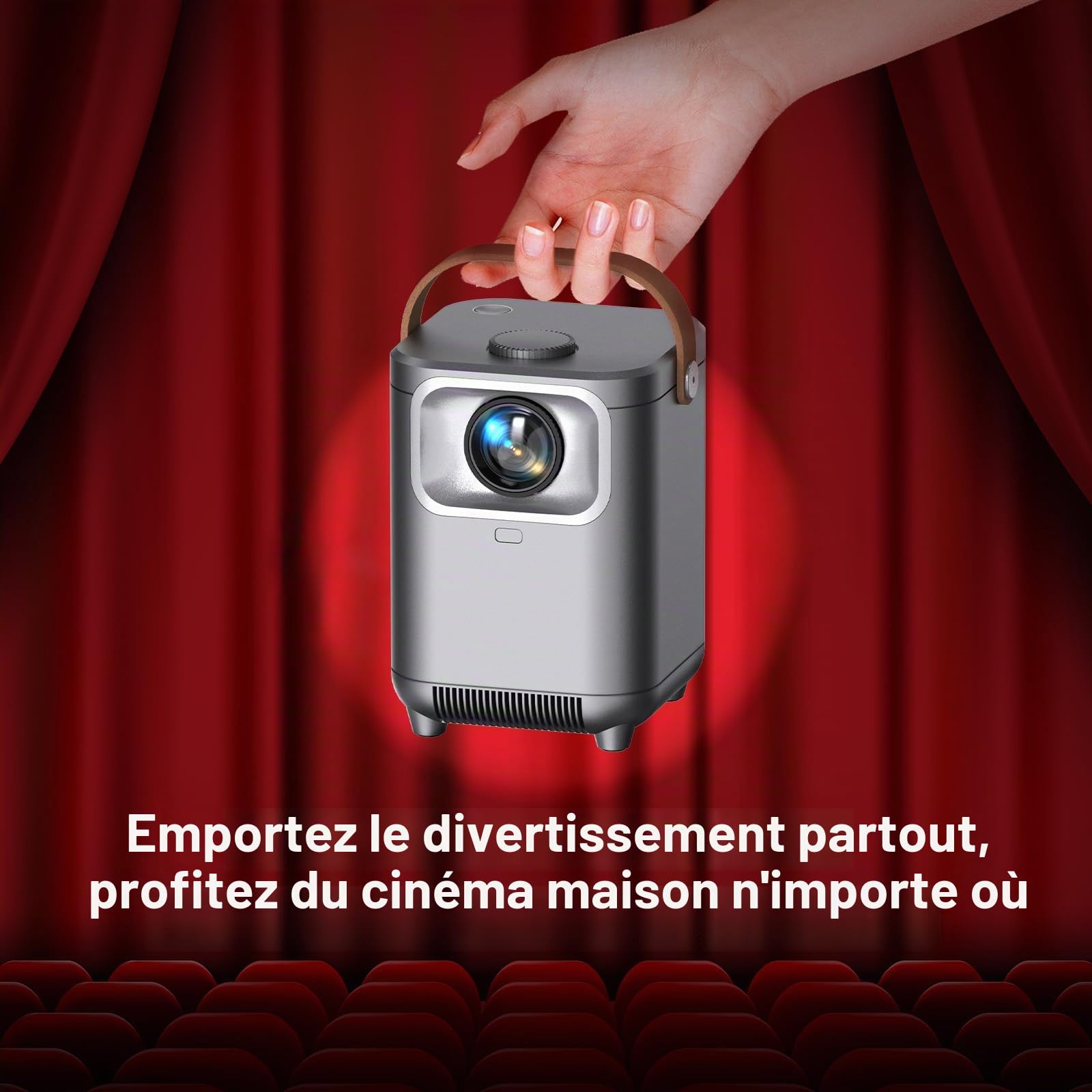 Vidéoprojecteur, mise au point électrique/correction trapézoïdale automatique WiFi 6 BT5.2 Mini projecteur 4K Full HD 1080P pris en charge, zoom 50 % portable pour home cinéma / extérieur compatible