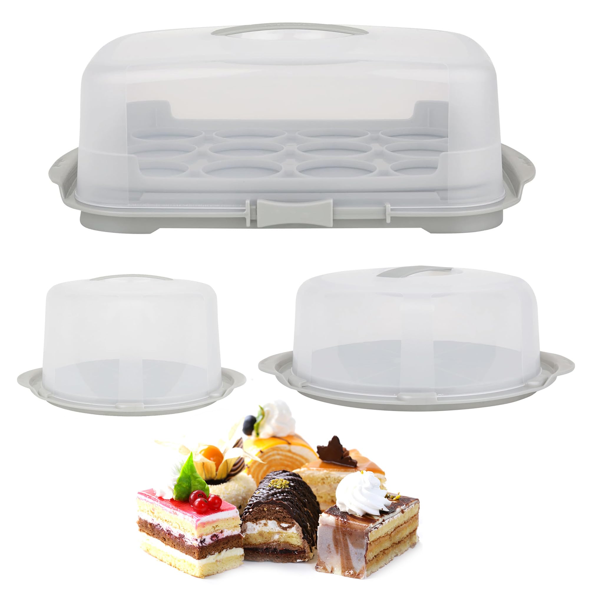 Star Supplies Transparent Clear Plastic Storage Containers With Handles & Lids For Cakes Cupcakes & Desserts (Deep Cake Box)