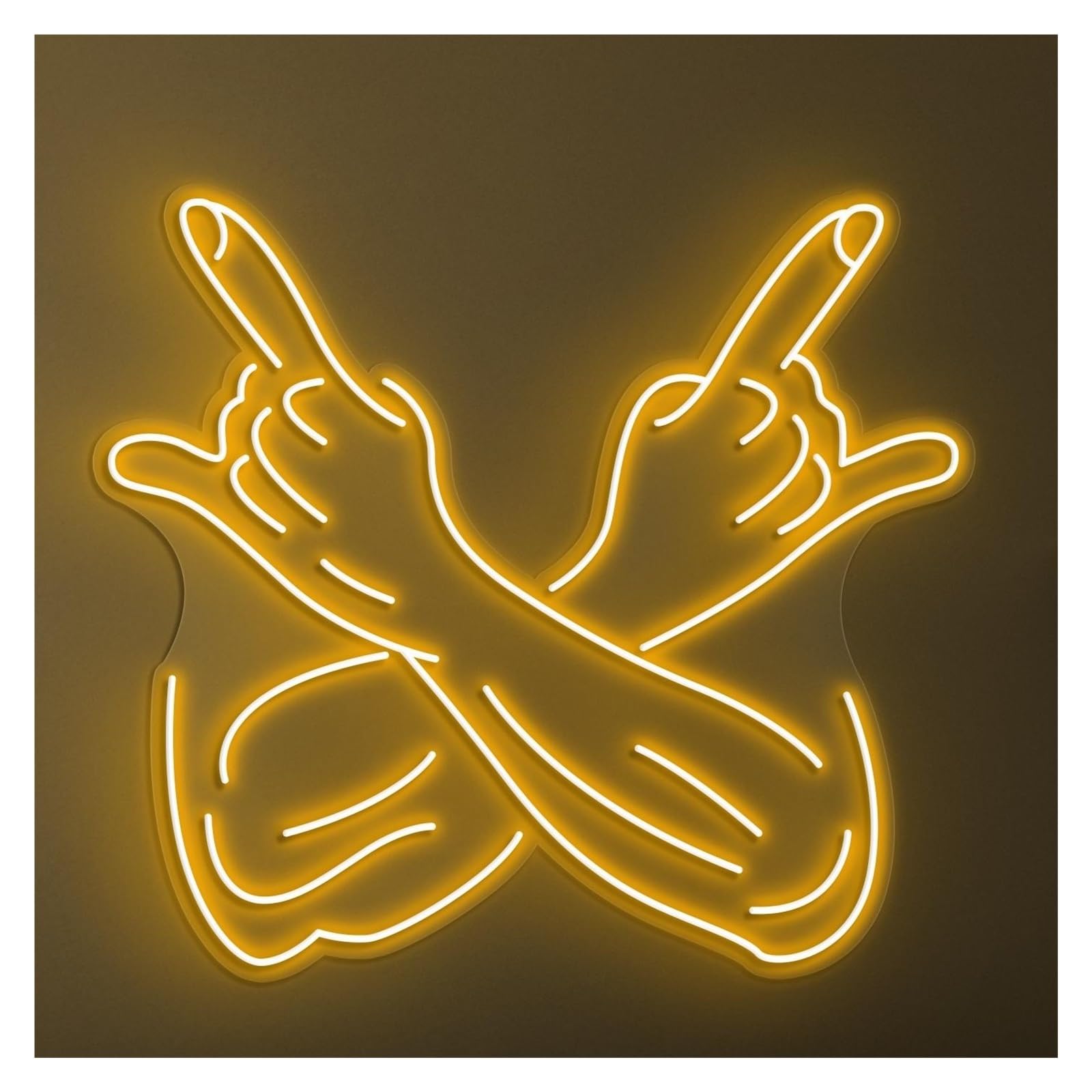 Hanging Art Neon Signs Rock Hand Neon Sign, Suitable For Game Room Decor With Brightness Adjustable 50cm(Yellow)