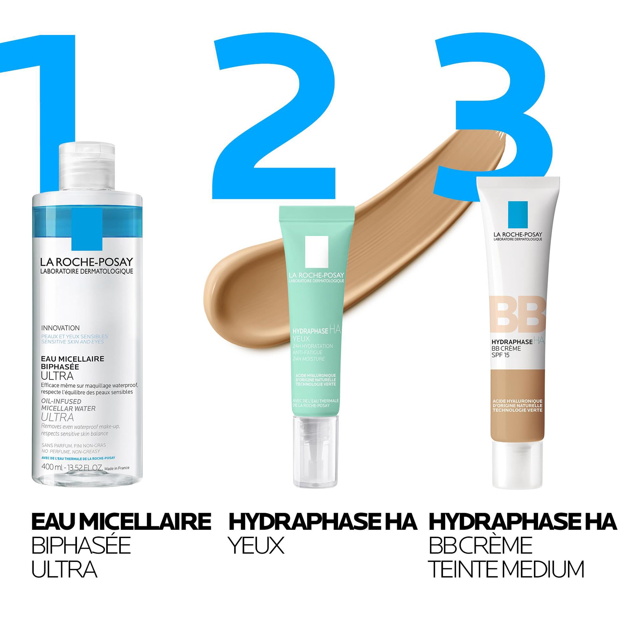 La Roche-Posay - Hydraphase HA BB Crème Teintée SPF15 - Crème Hydratante Visage Protectrice et Hydratante - Acide Hyaluronique, Glycérine et en Pigments Minéraux - Peaux à tendance sèche - 2 teintes
