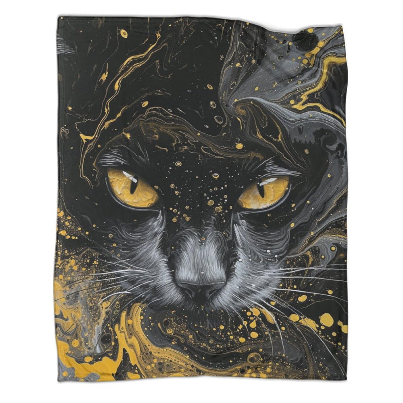 Couverture chat peinte chaude pour cocooning sur canapé et bureau