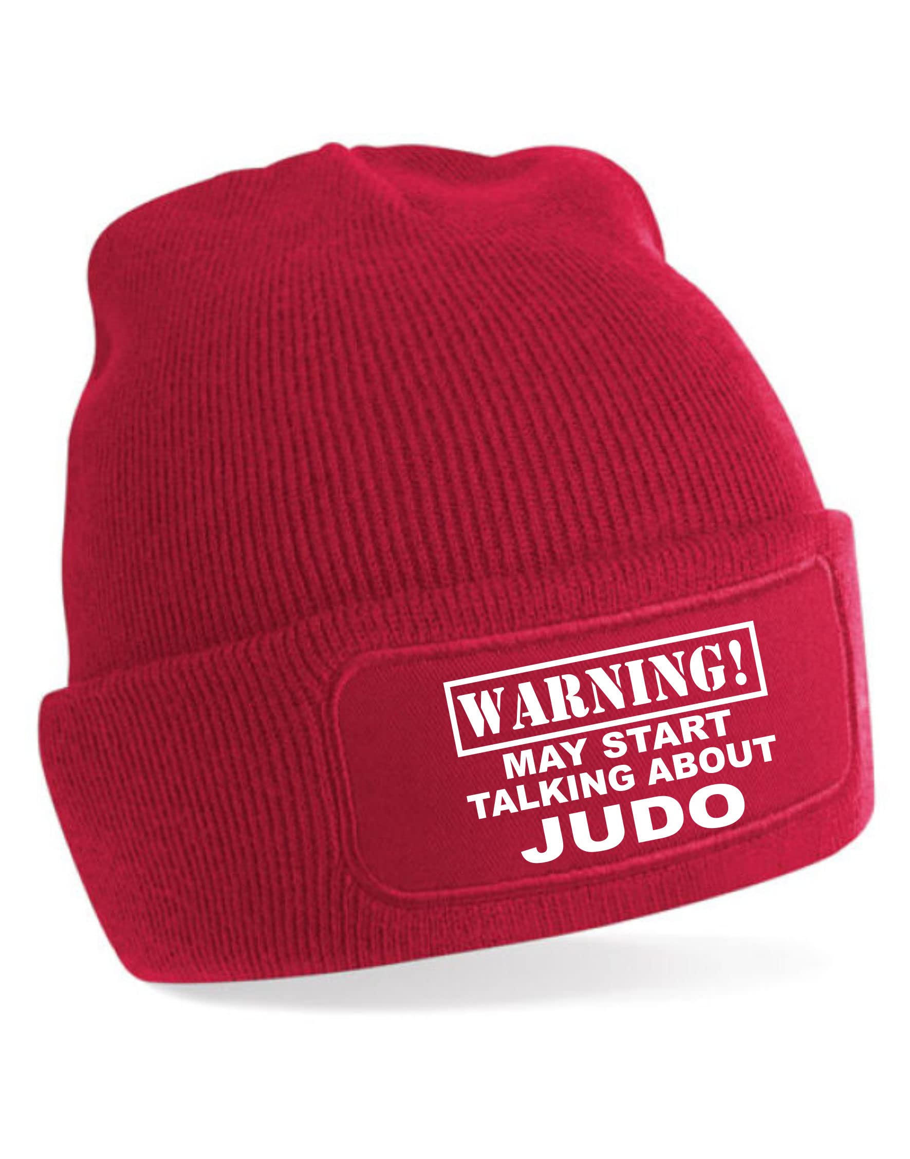 Print4U May Talk About Judo Beanie Martial Arts Gift for Men & Ladies Birthday Red