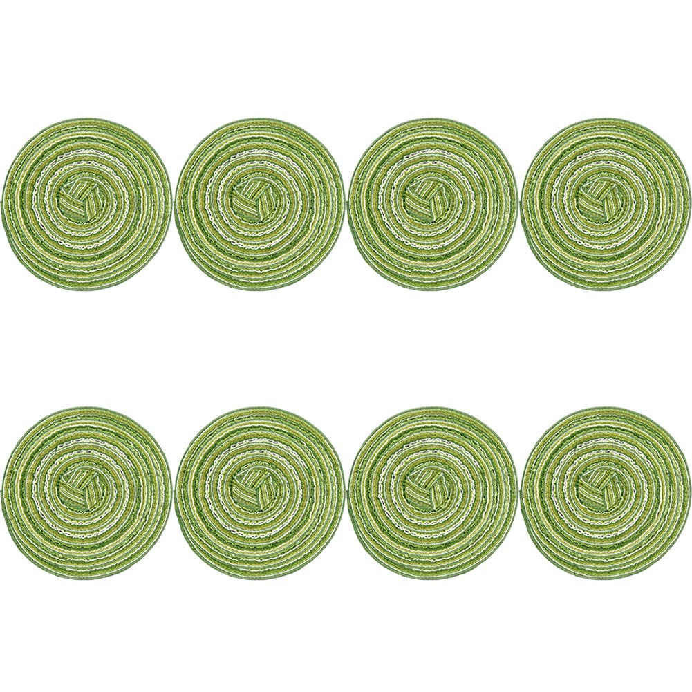SCF2017 8Pcs Round Cotton Coasters for Drink Cup Mats 11cm Small Cute Placemats(Green)